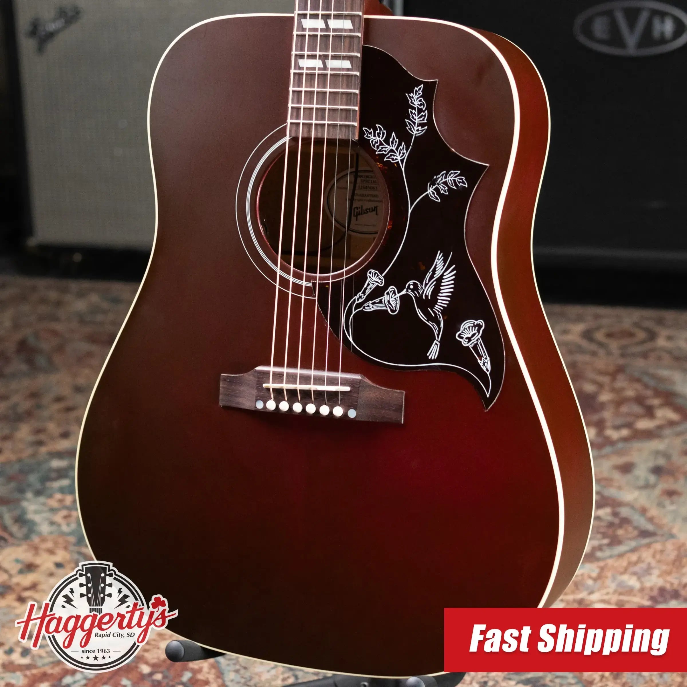 Gibson Hummingbird Special Dreadnought Acoustic/Electric Guitar - Satin Wine Red with Gig Bag - Used