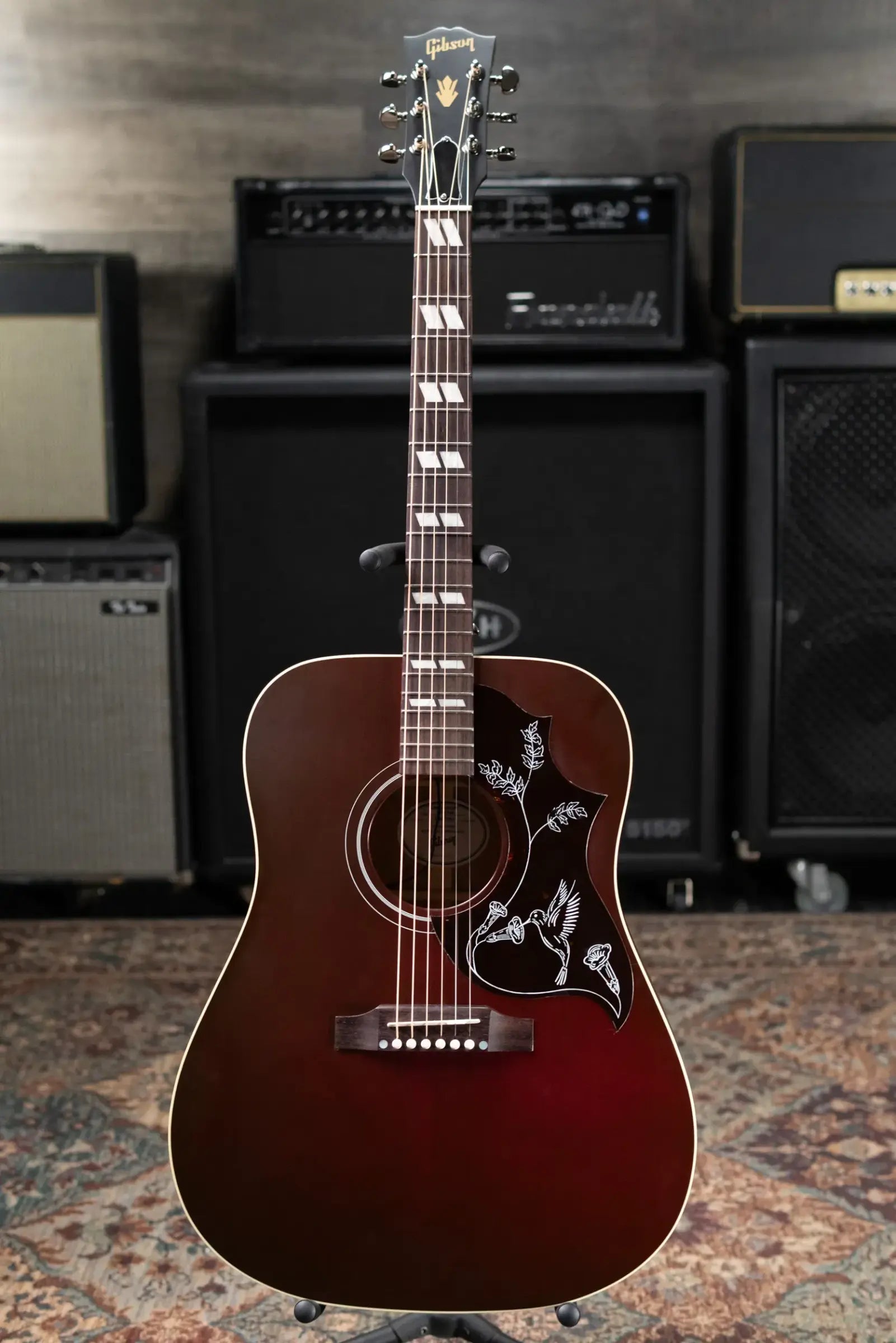 Gibson Hummingbird Special Dreadnought Acoustic/Electric Guitar - Satin Wine Red with Gig Bag - Used