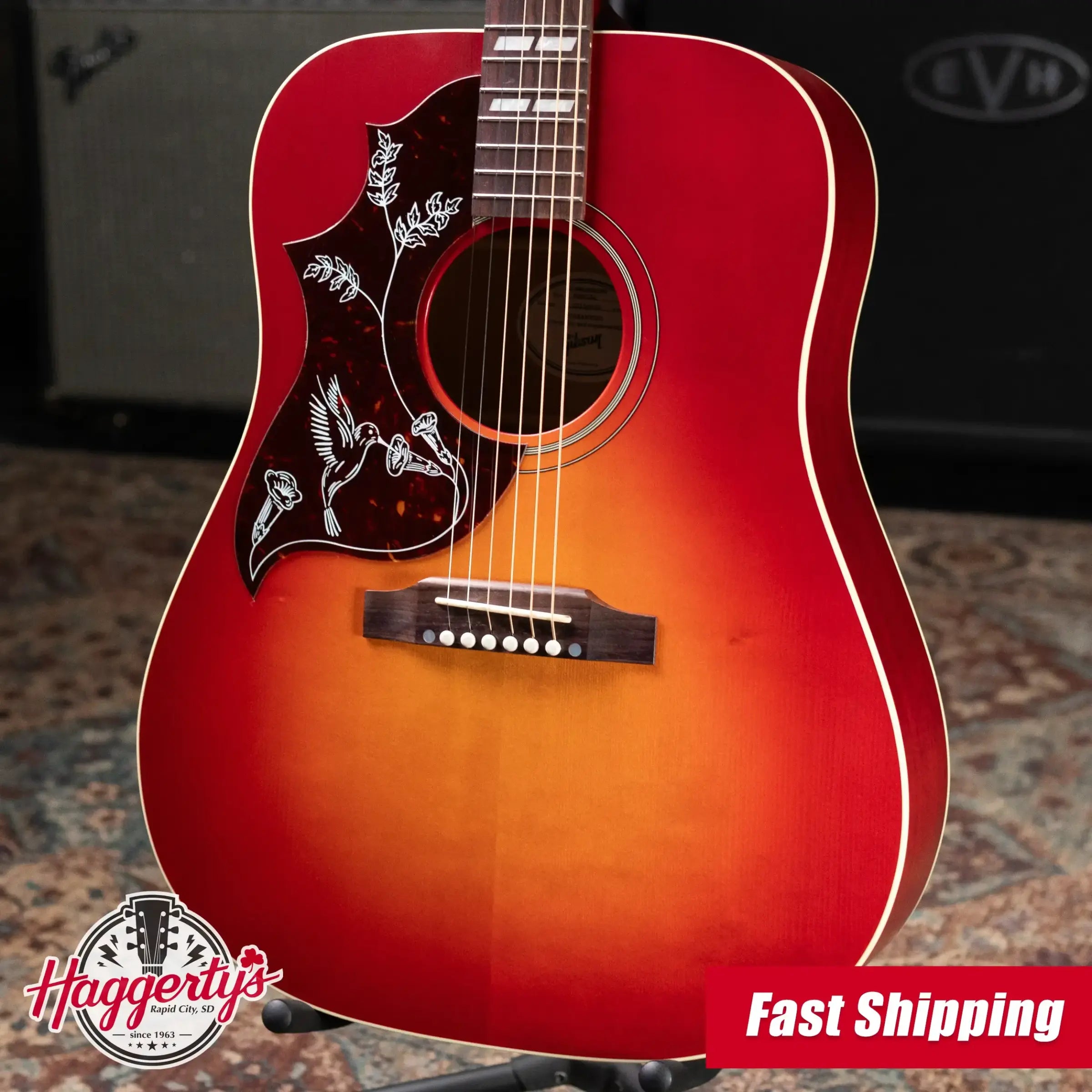Gibson Hummingbird Special Left-Handed Acoustic/Electric Guitar - Satin Vintage Cherry Sunburst with Gig Bag