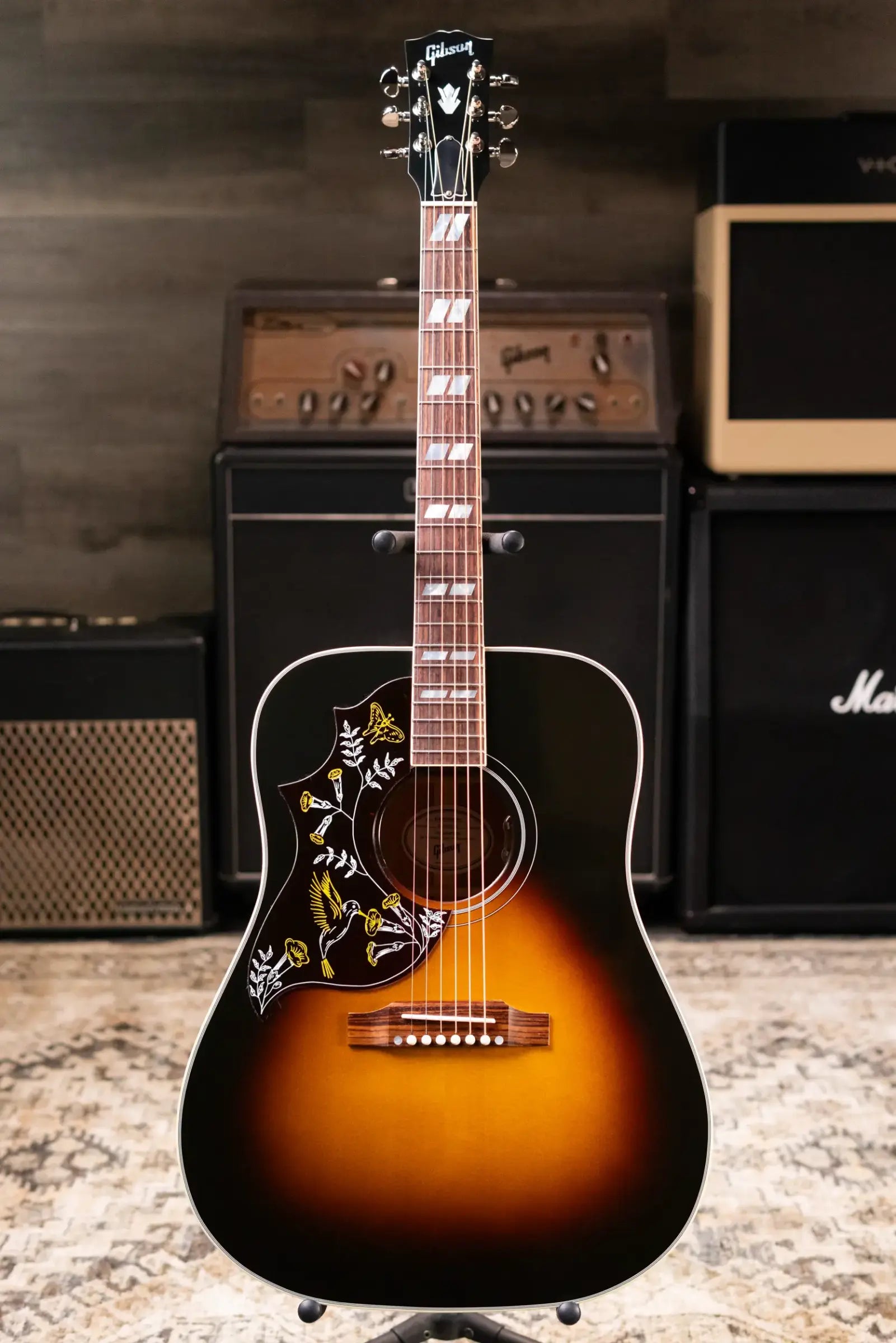 Gibson Hummingbird Standard Left-Handed Acoustic/Electric Guitar - Vintage Sunburst with Hardshell Case