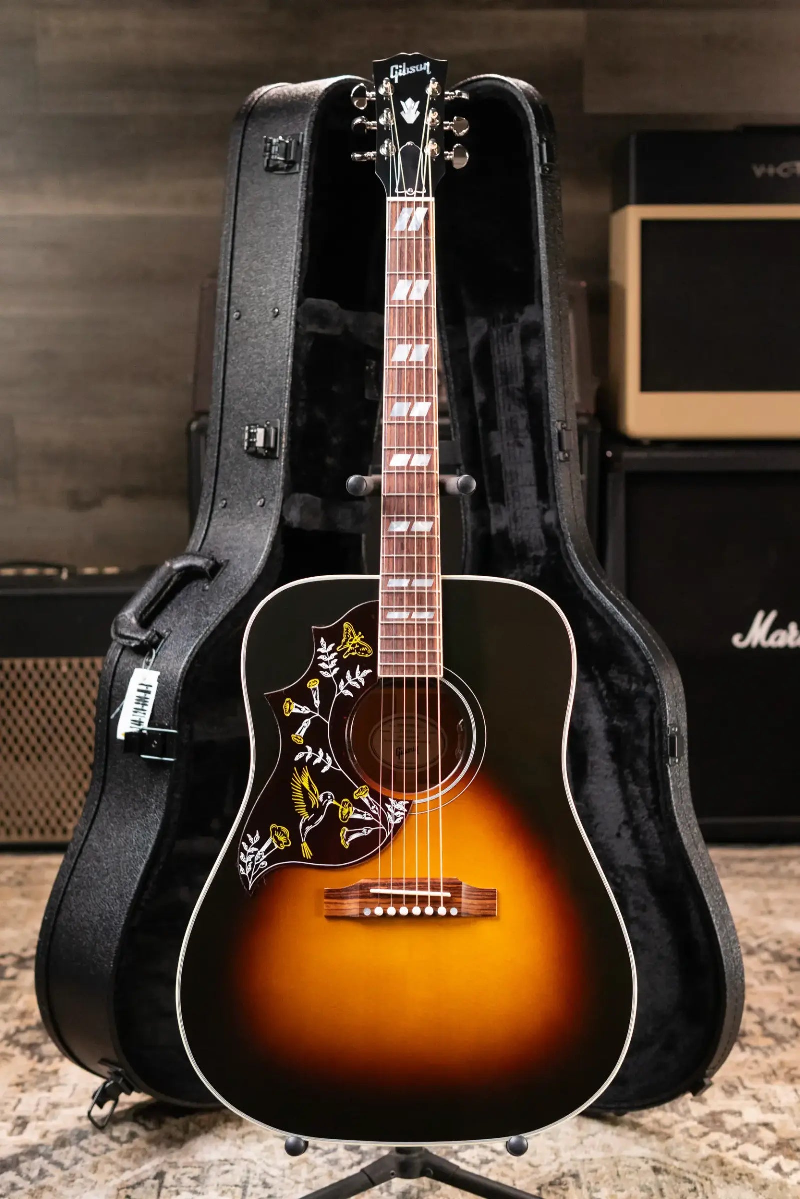 Gibson Hummingbird Standard Left-Handed Acoustic/Electric Guitar - Vintage Sunburst with Hardshell Case