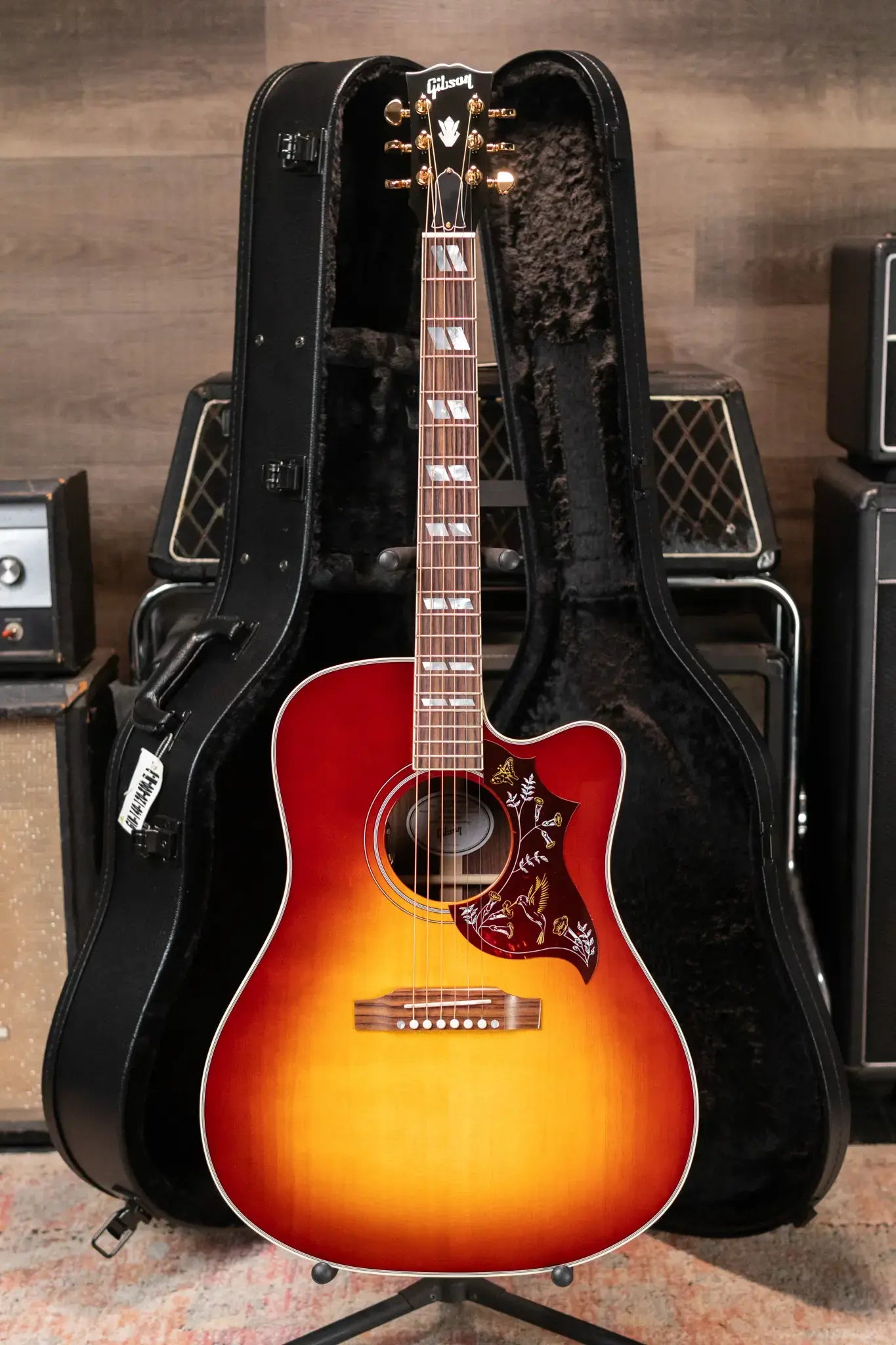 Gibson Hummingbird Standard Rosewood EC Dreadnought Acoustic/Electric Guitar - Rosewood Burst with Hardshell Case