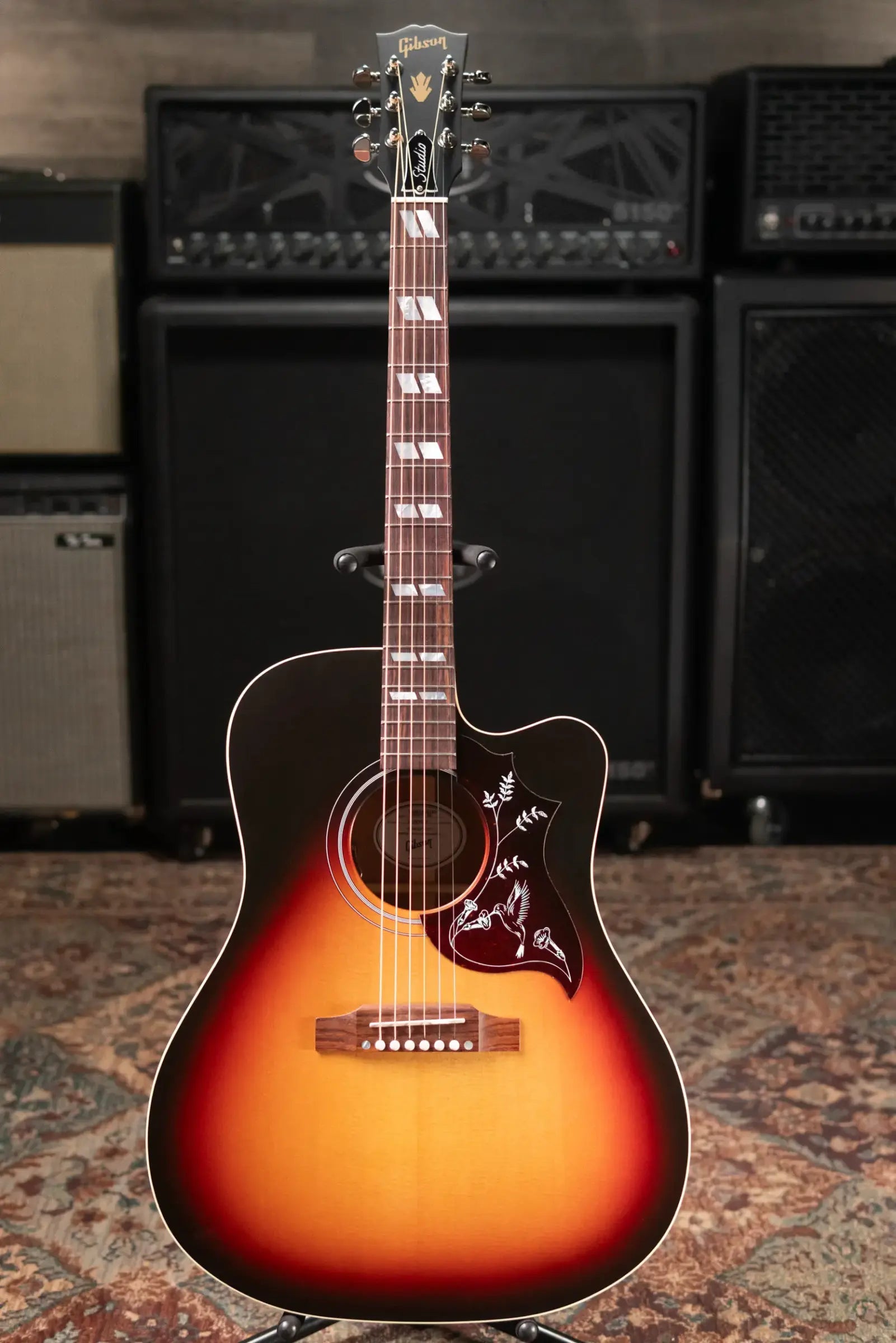 Gibson Hummingbird Studio EC Acoustic/Electric Guitar - Triburst with Hardshell Case