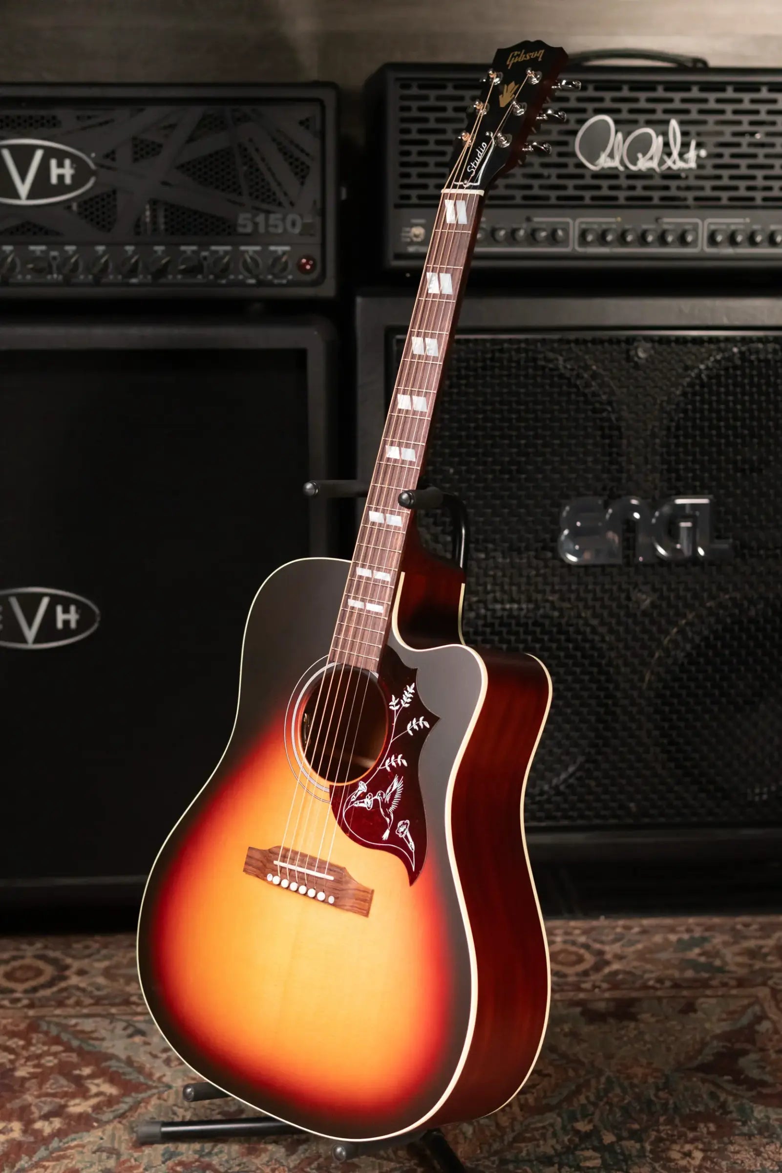 Gibson Hummingbird Studio EC Acoustic/Electric Guitar - Triburst with Hardshell Case