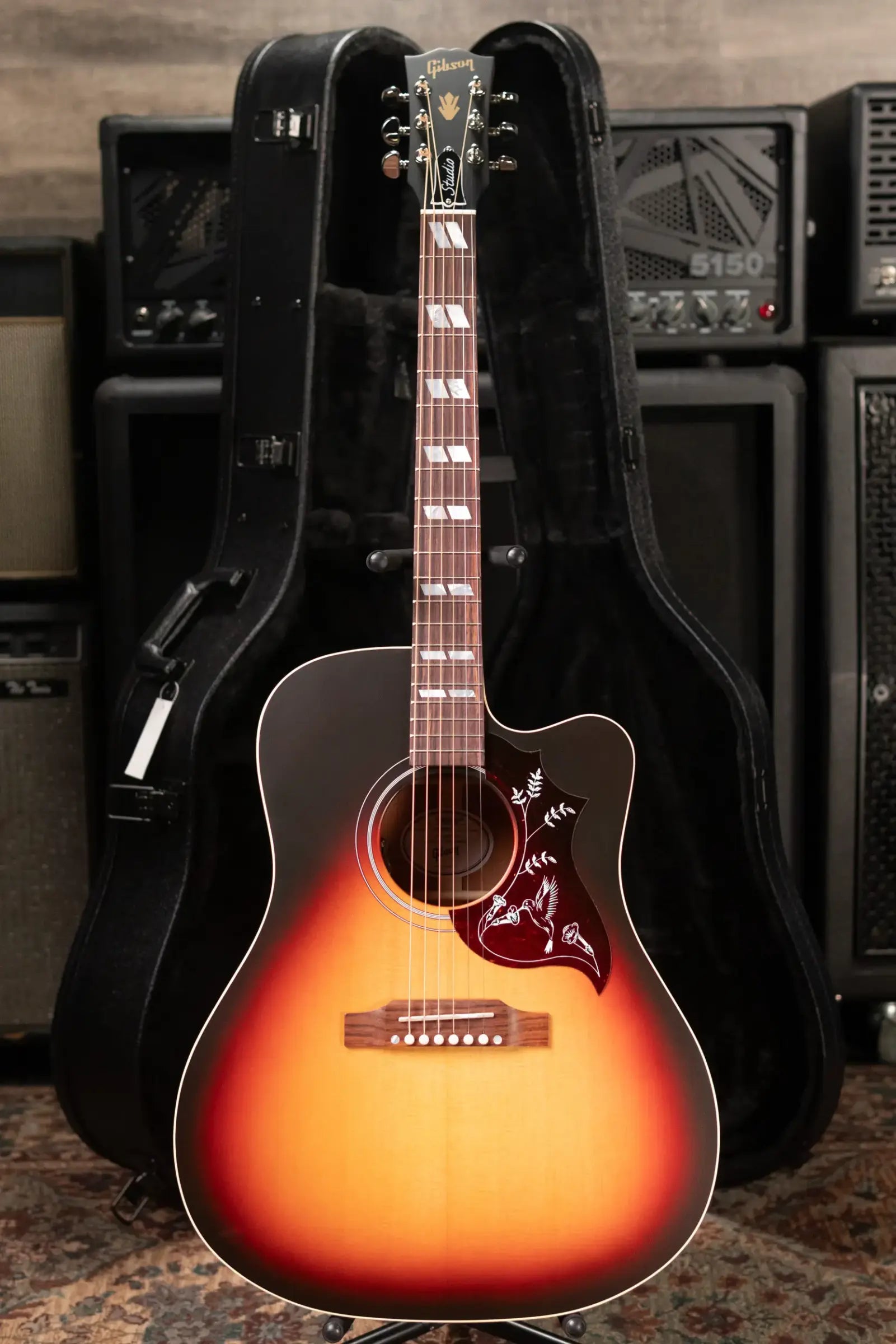 Gibson Hummingbird Studio EC Acoustic/Electric Guitar - Triburst with Hardshell Case