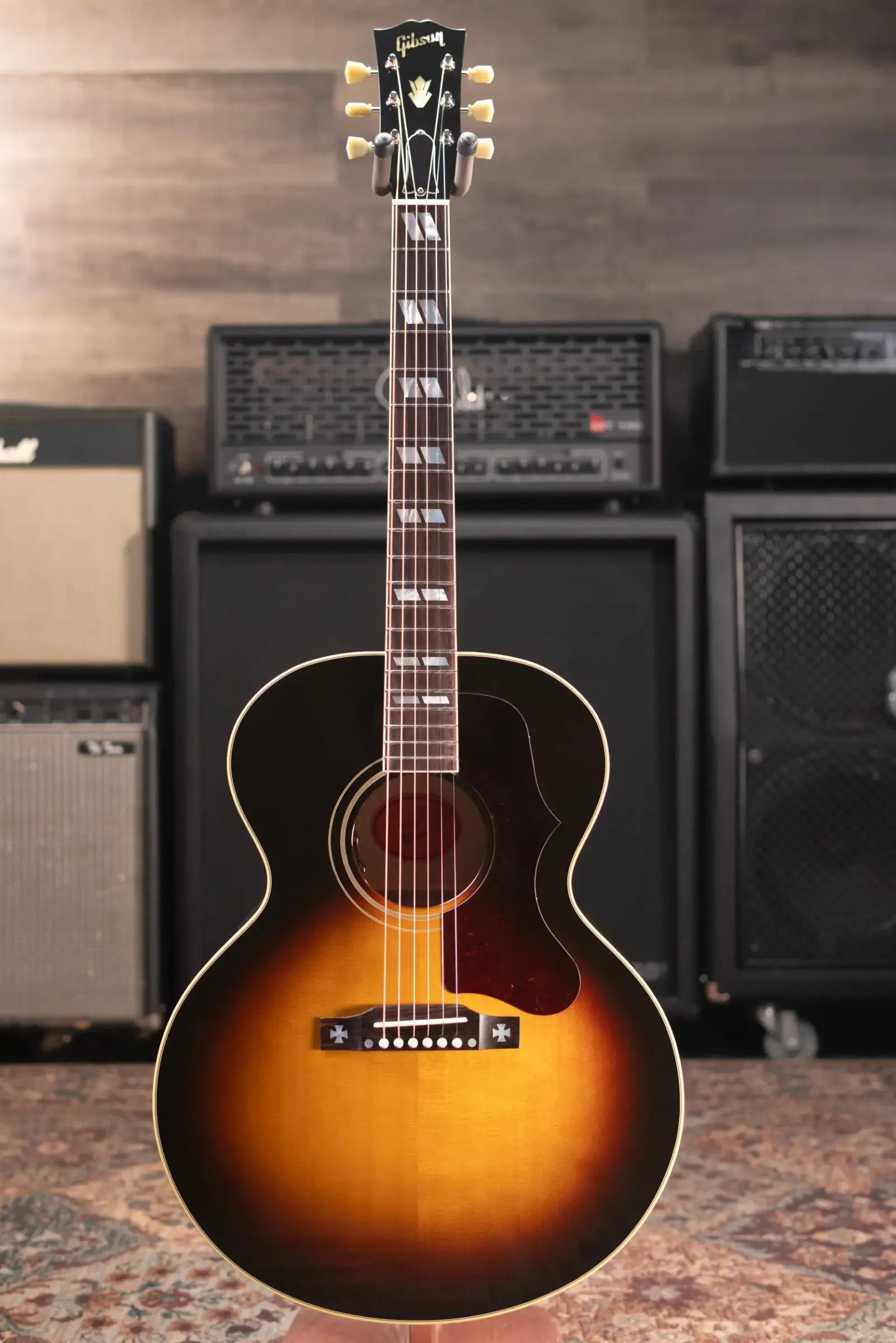 Gibson J-185 Original Acoustic/Electric Guitar - Vintage Sunburst with Hardshell Case