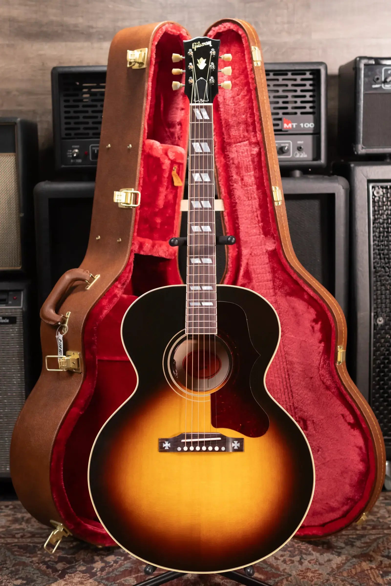 Gibson J-185 Original Acoustic/Electric Guitar - Vintage Sunburst with Hardshell Case