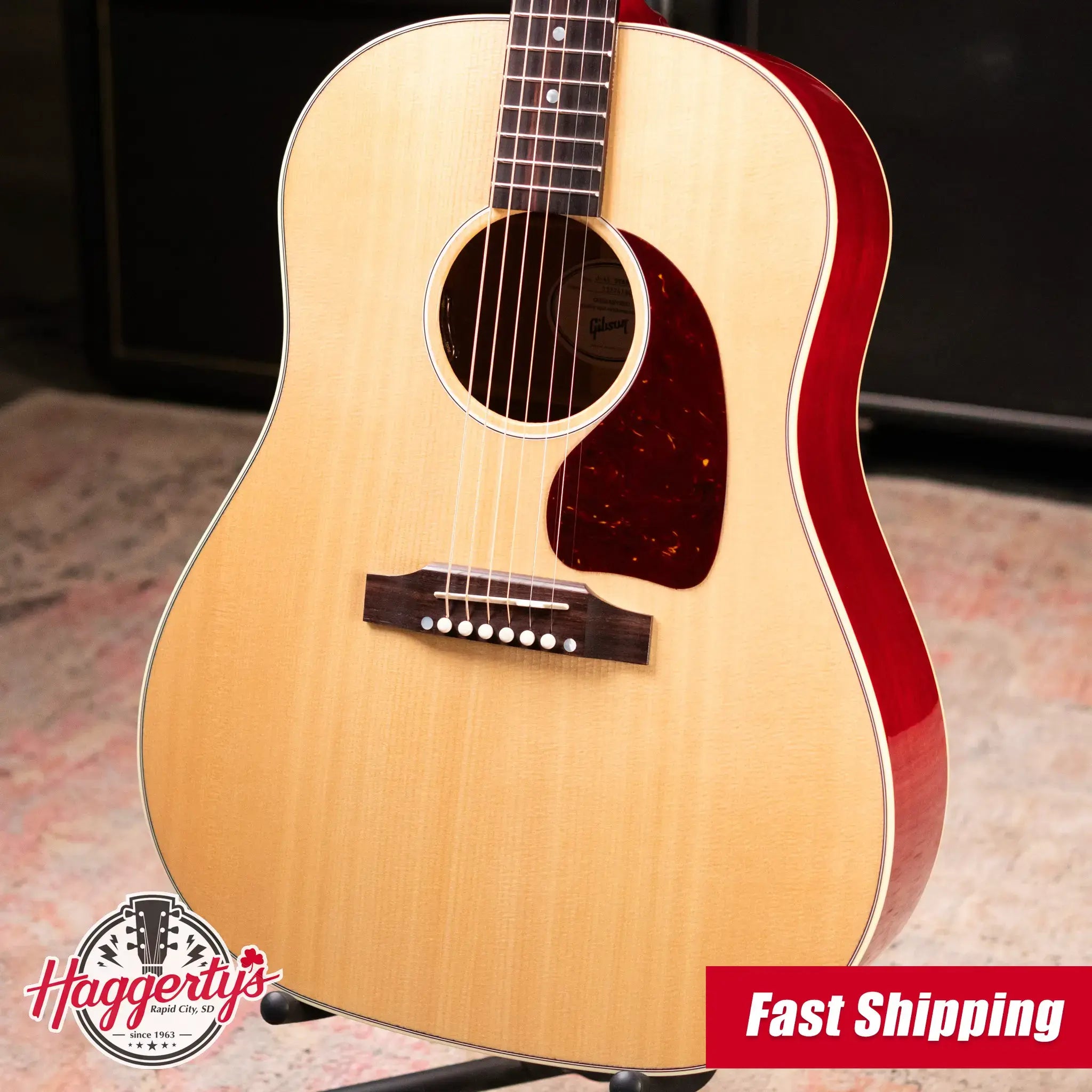 Gibson J-45 Standard Acoustic/Electric Guitar - Antique Natural and Cherry Back with Hardshell Case - Used