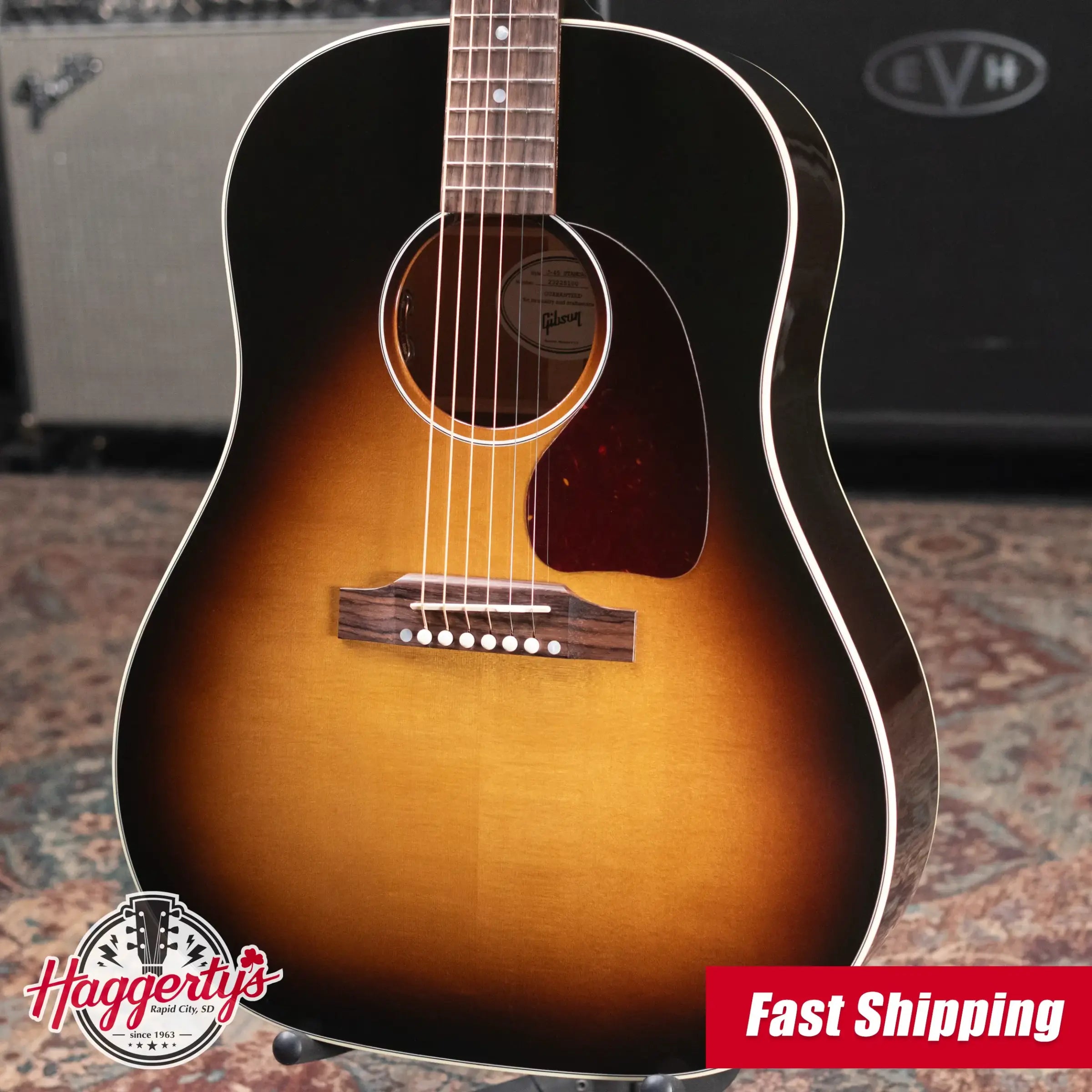 Gibson J-45 Standard Acoustic/Electric Guitar - Vintage Sunburst with Hardshell Case