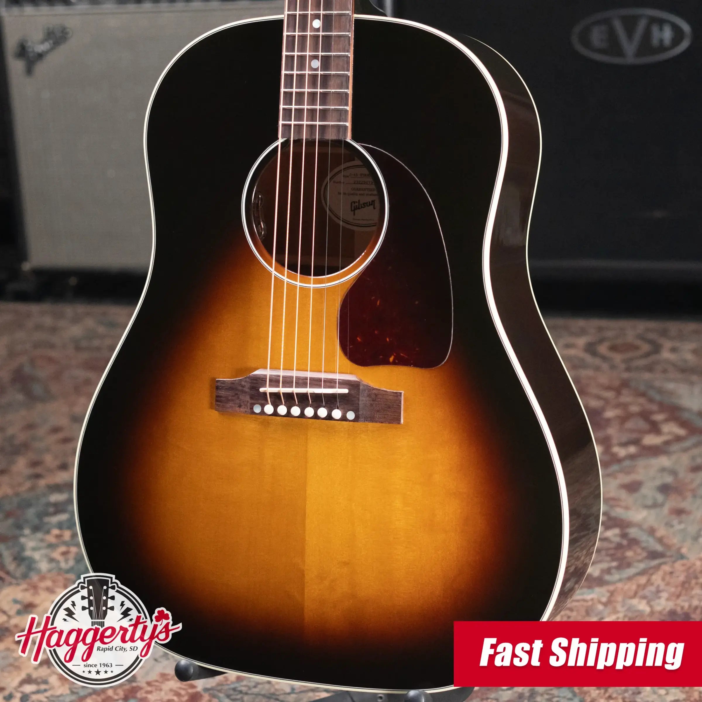 Gibson J-45 Standard Acoustic/Electric Guitar - Vintage Sunburst with Hardshell Case