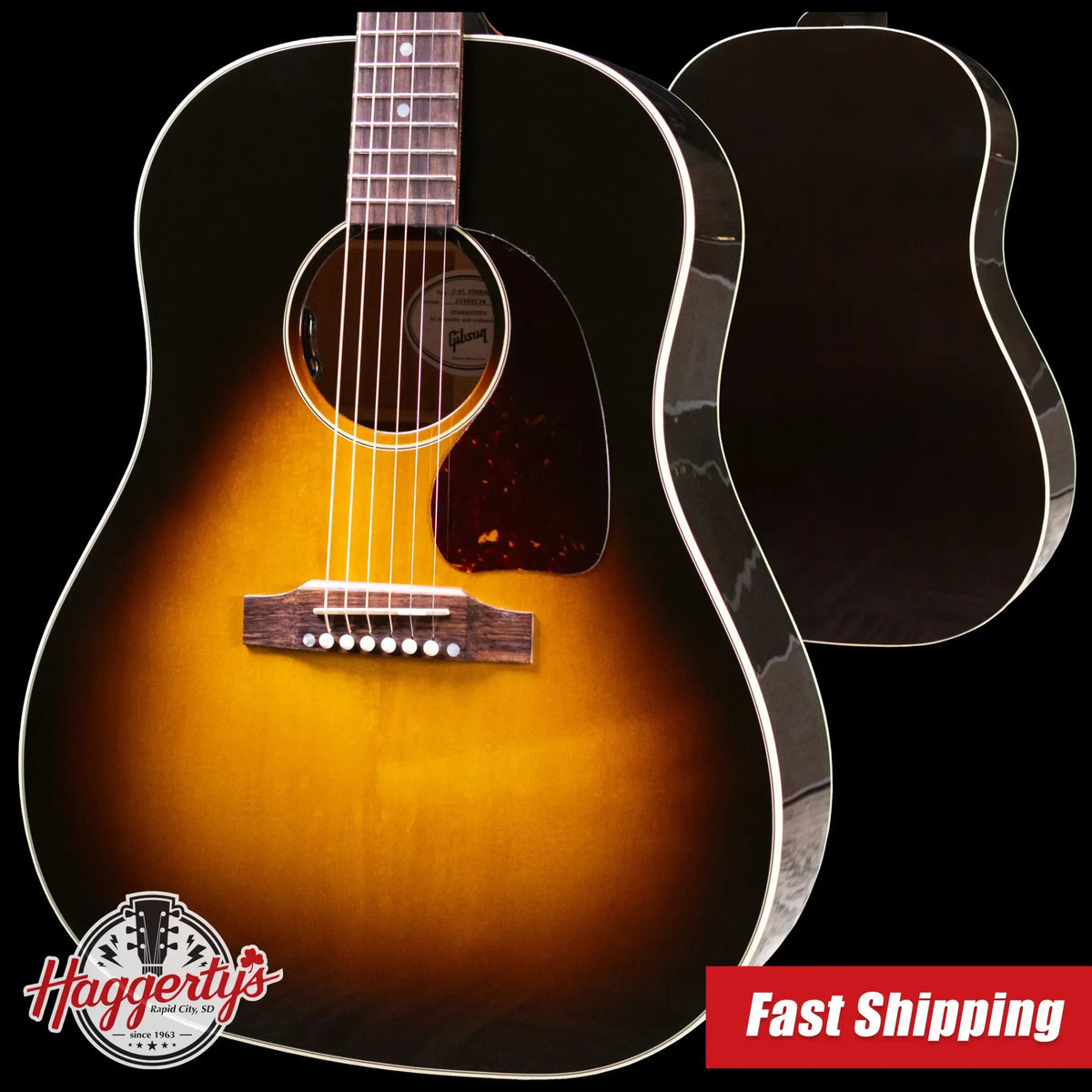 Gibson J-45 Standard HiFi DNA Acoustic/Electric Guitar - Vintage Sunburst with Hardshell Case