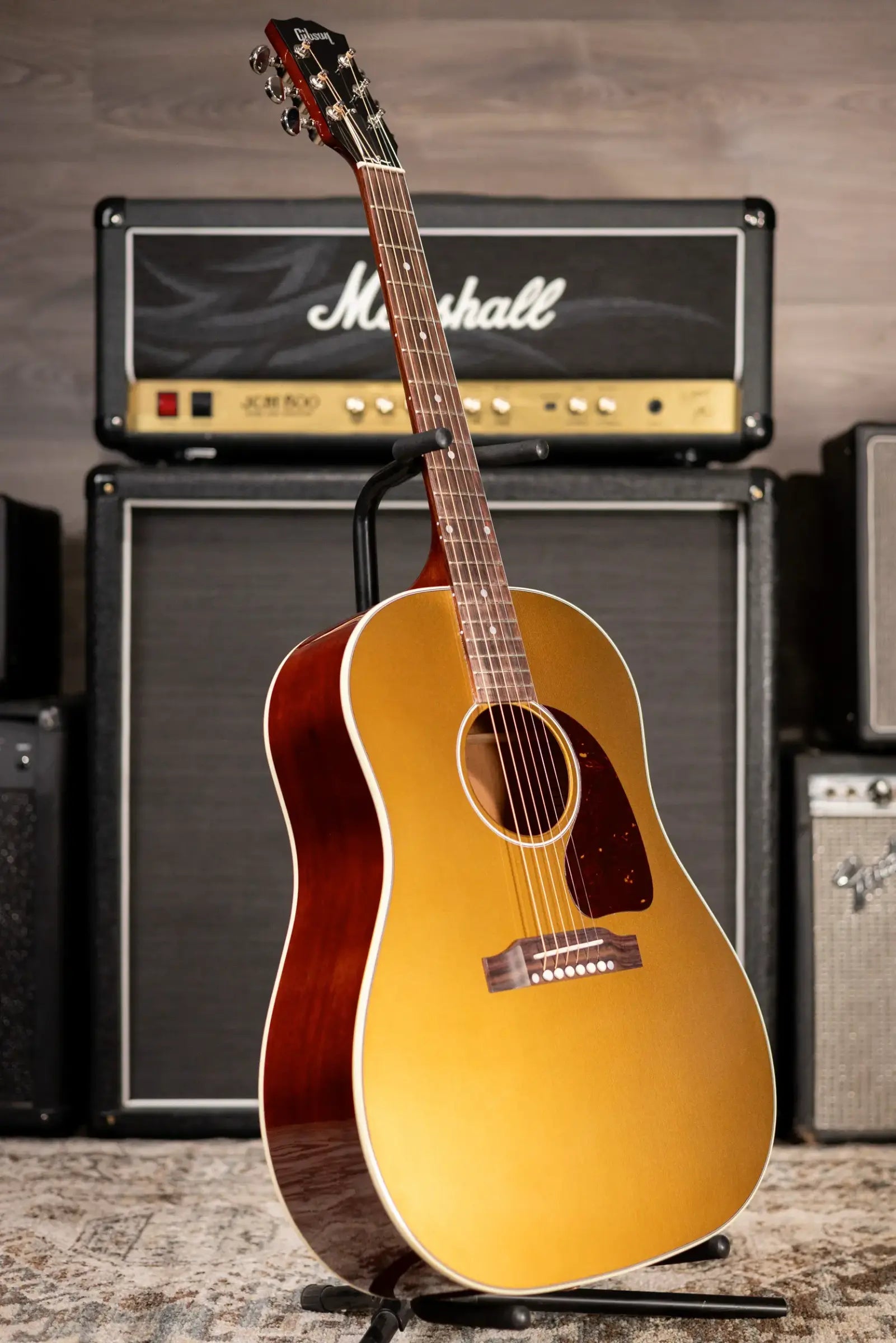 Gibson J-45 Standard Goldtop Acoustic/Electric Guitar - Goldtop Gloss with Hardshell Case
