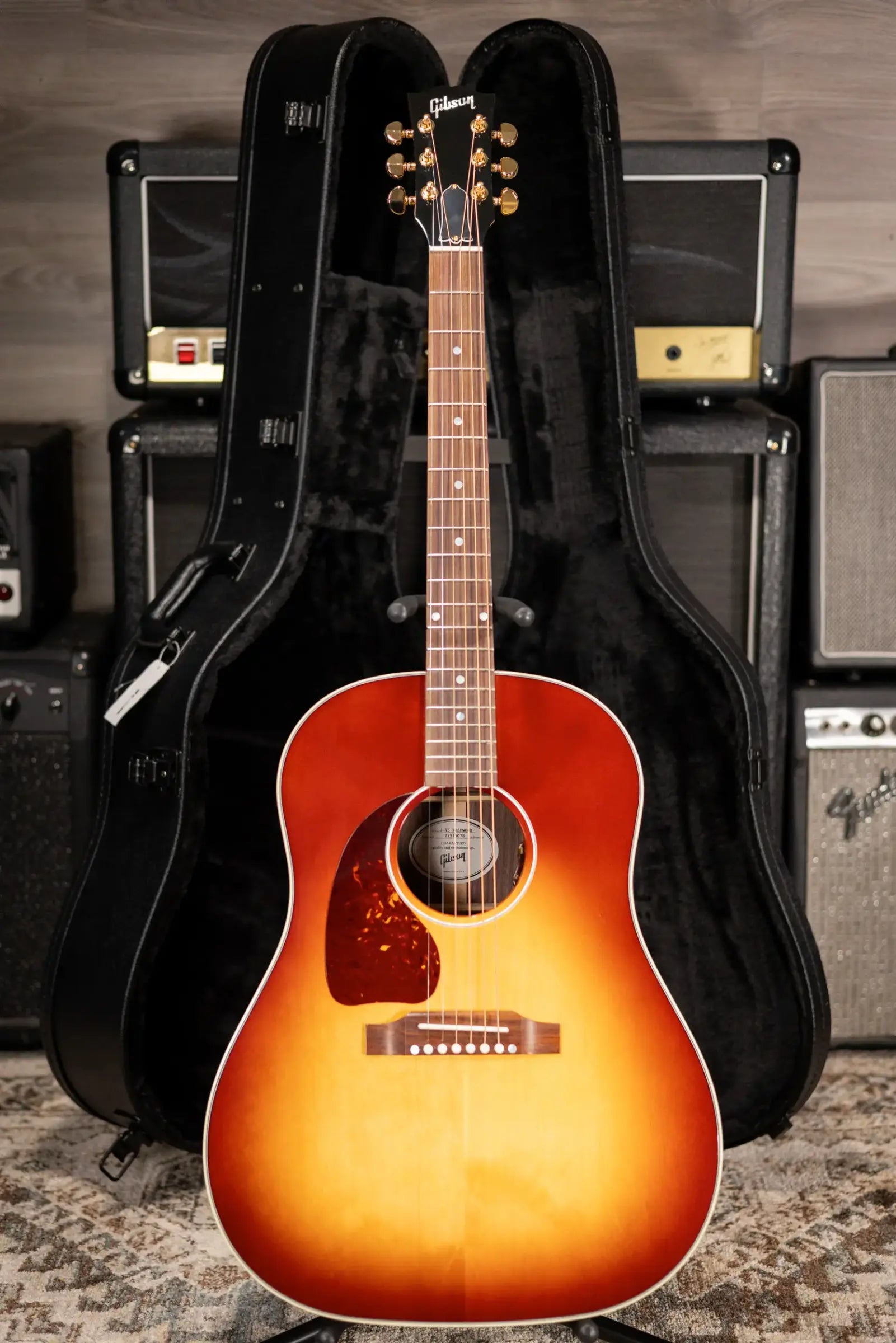 Gibson J-45 Standard Rosewood Left-Handed Acoustic/Electric Guitar - Rosewood Burst with Hardshell Case