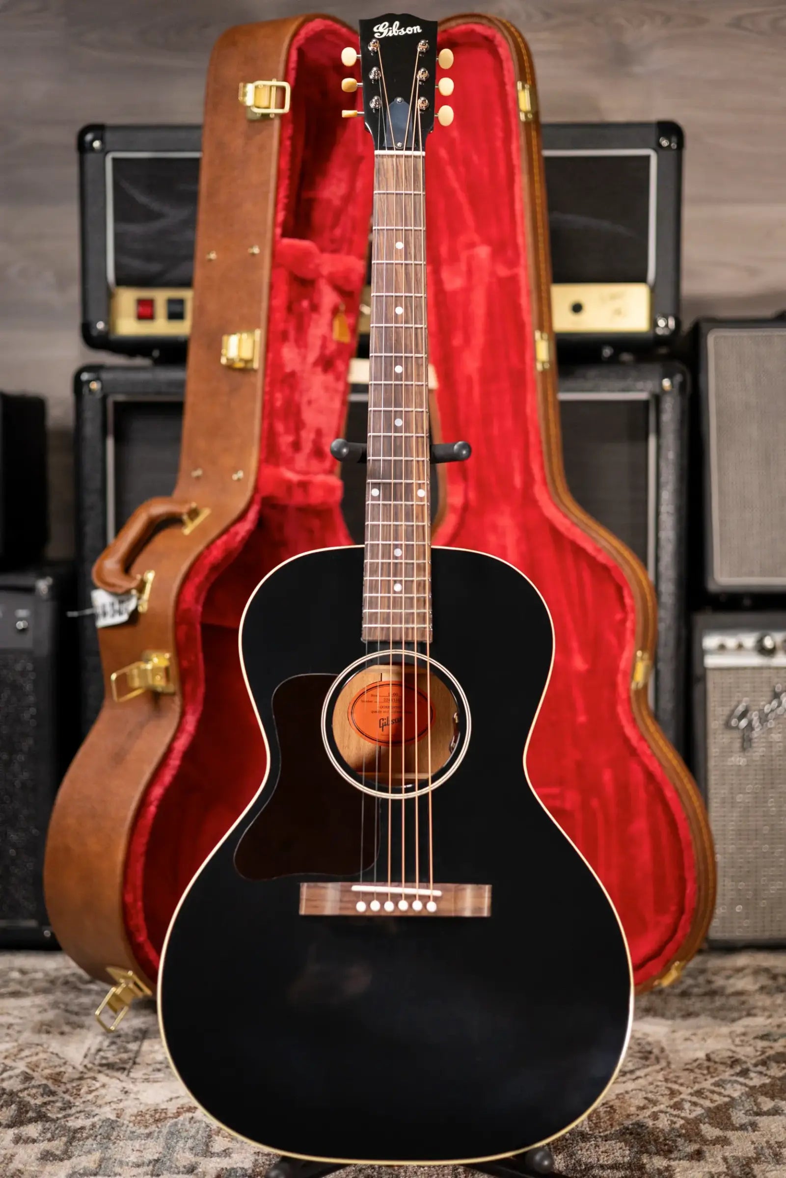 Gibson L-00 Original Left-Handed Acoustic/Electric Guitar - Ebony with Hardshell Case