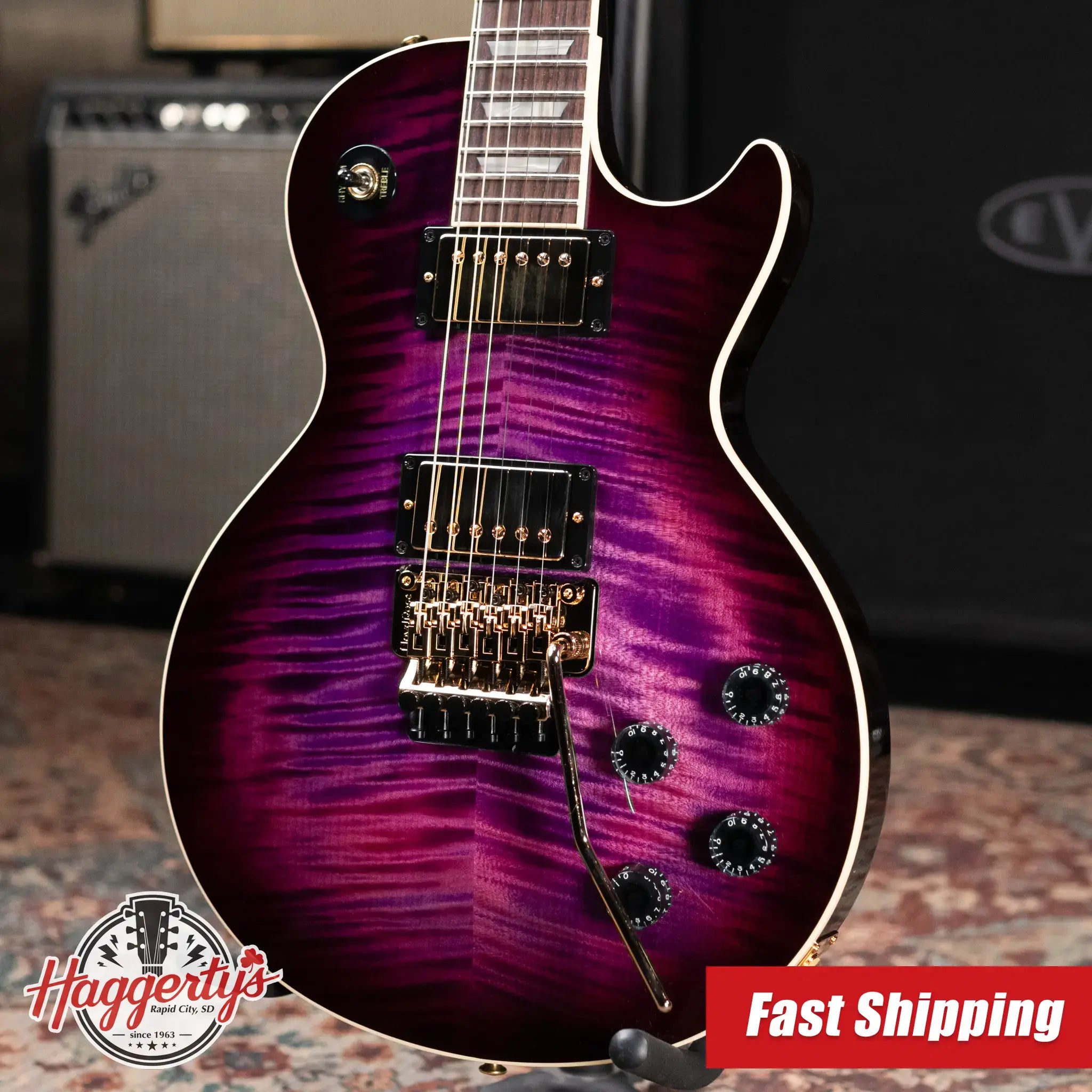 Gibson Les Paul Axcess Custom Floyd Rose Electric Guitar - Tri Berry Burst with Hardshell Case