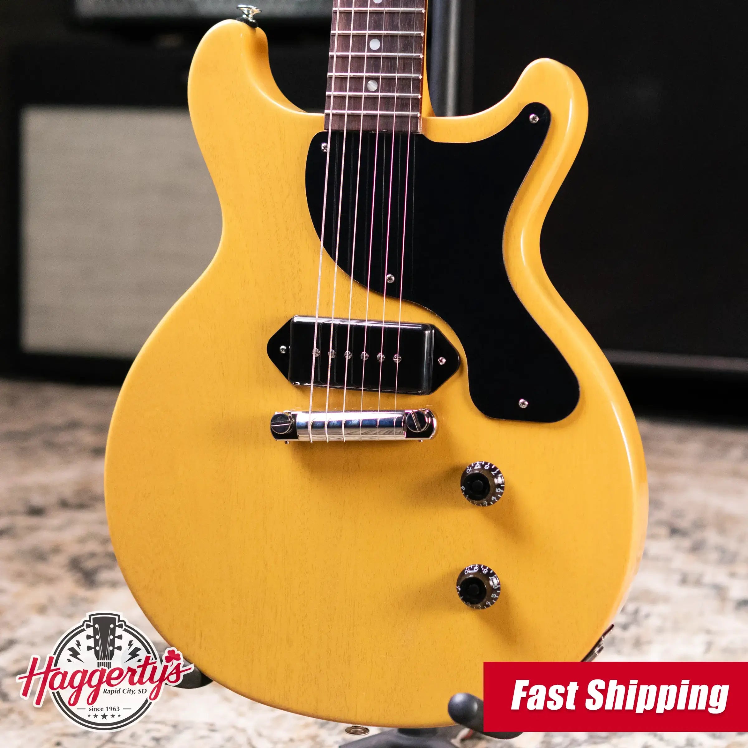 Gibson Les Paul Junior Double Cutaway Electric Guitar - TV Yellow with Hardshell Case