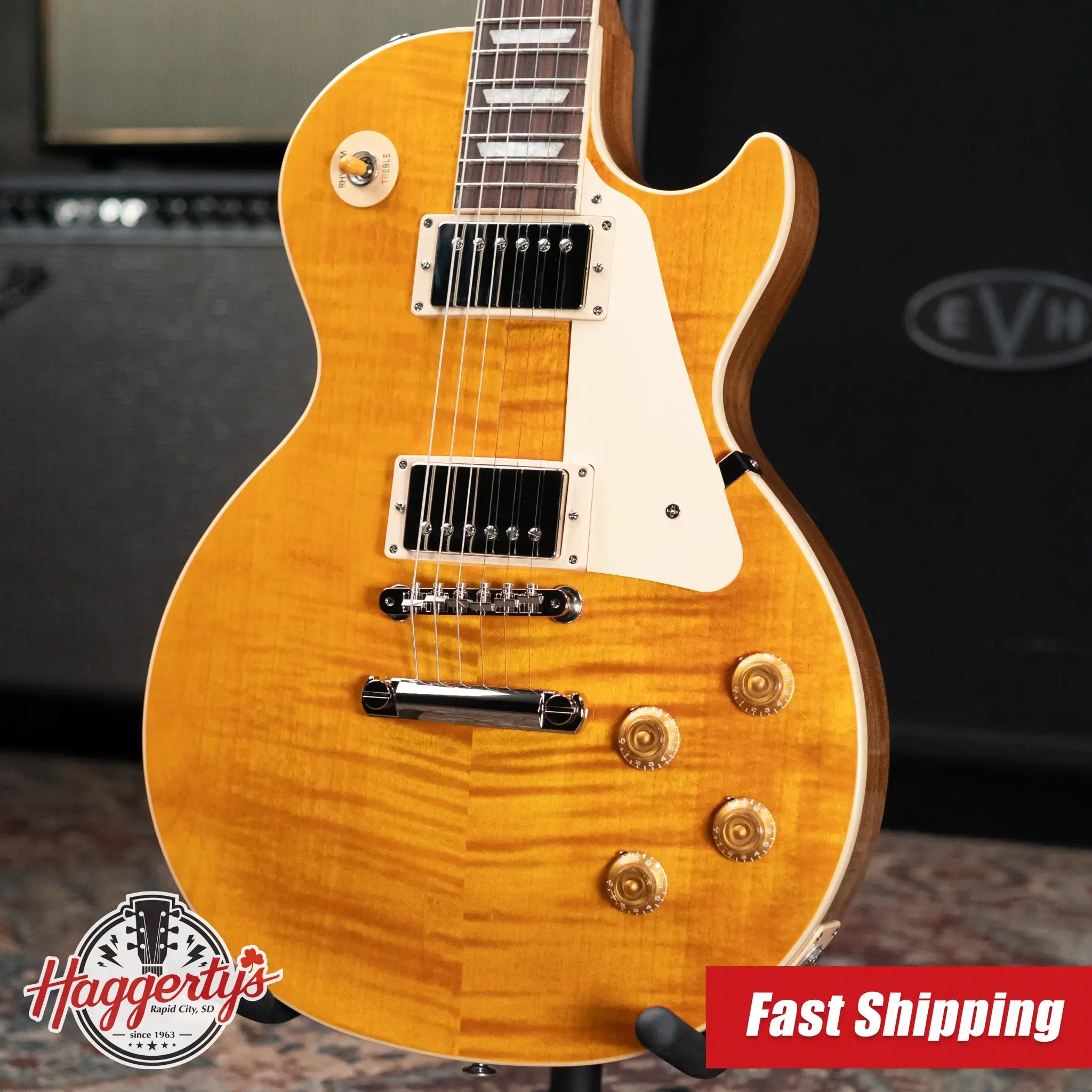 Gibson Les Paul Standard 50s Figured Top Electric Guitar - Honey Amber with Hardshell Case