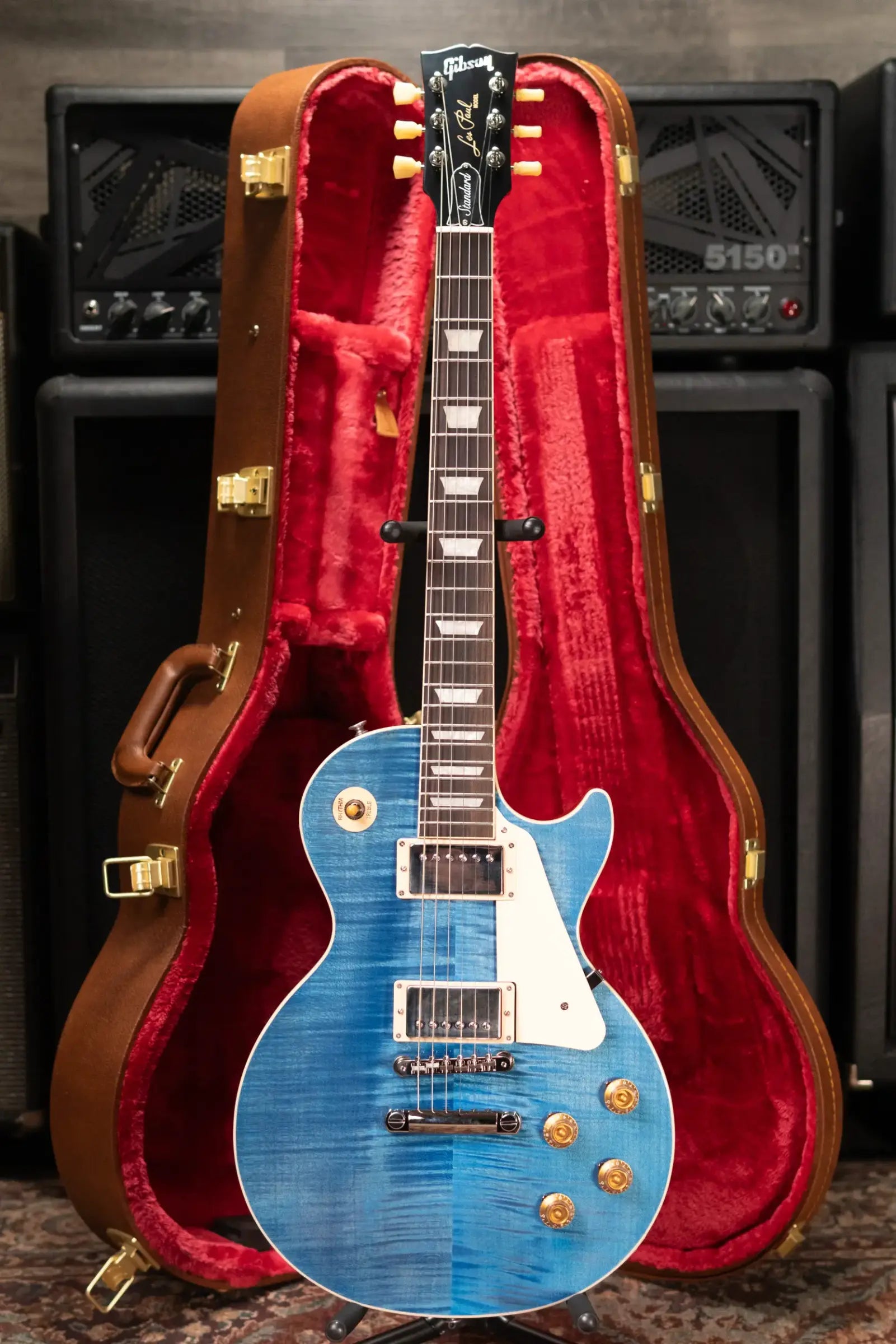 Gibson Les Paul Standard 50s Figured Top Electric Guitar - Ocean Blue with Hardshell Case