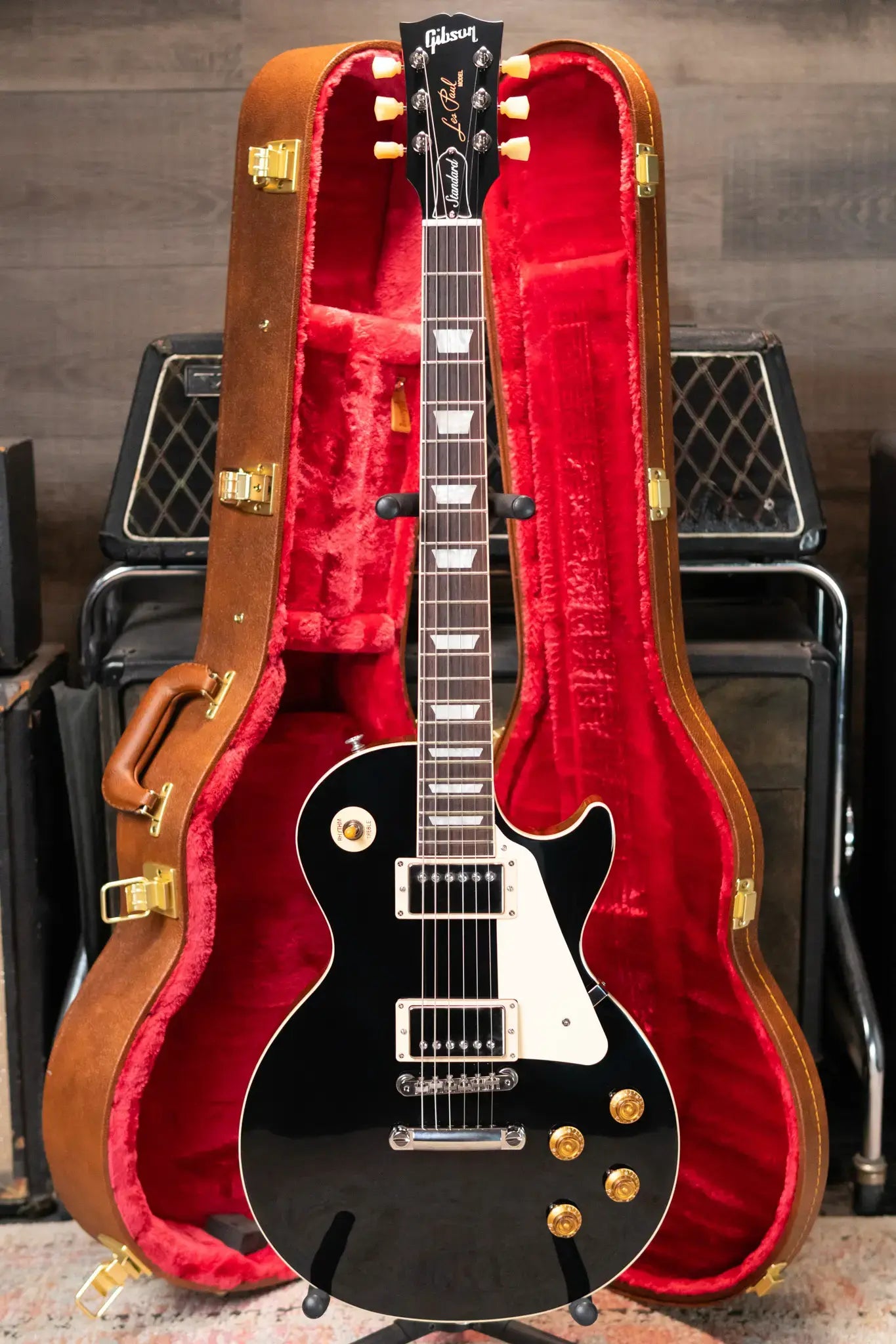 Gibson Les Paul Standard 50s Plain Top Electric Guitar - Ebony Top with Hardshell Case