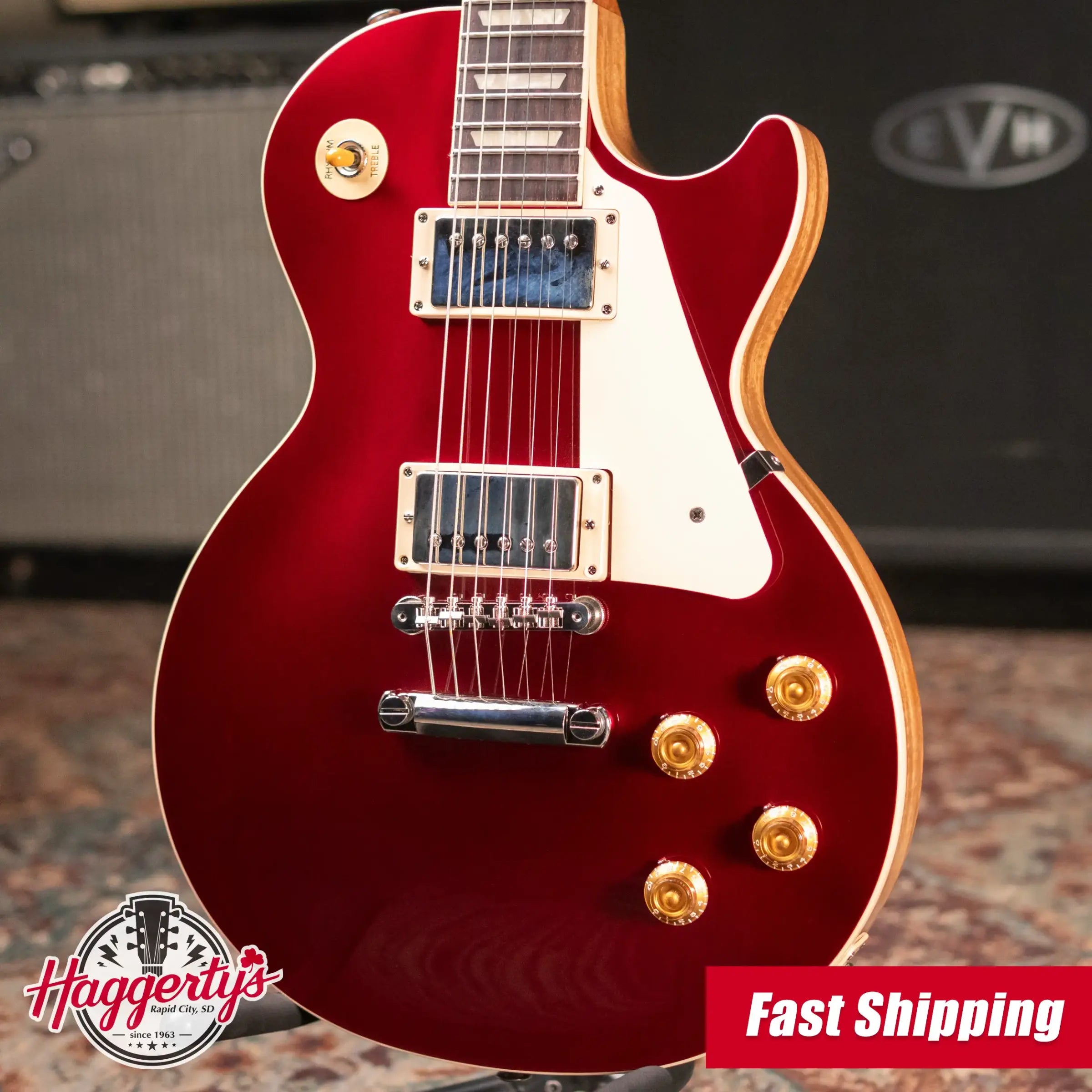 Gibson Les Paul Standard 50s Plain Top Electric Guitar - Sparkling Burgundy Top with Hardshell Case