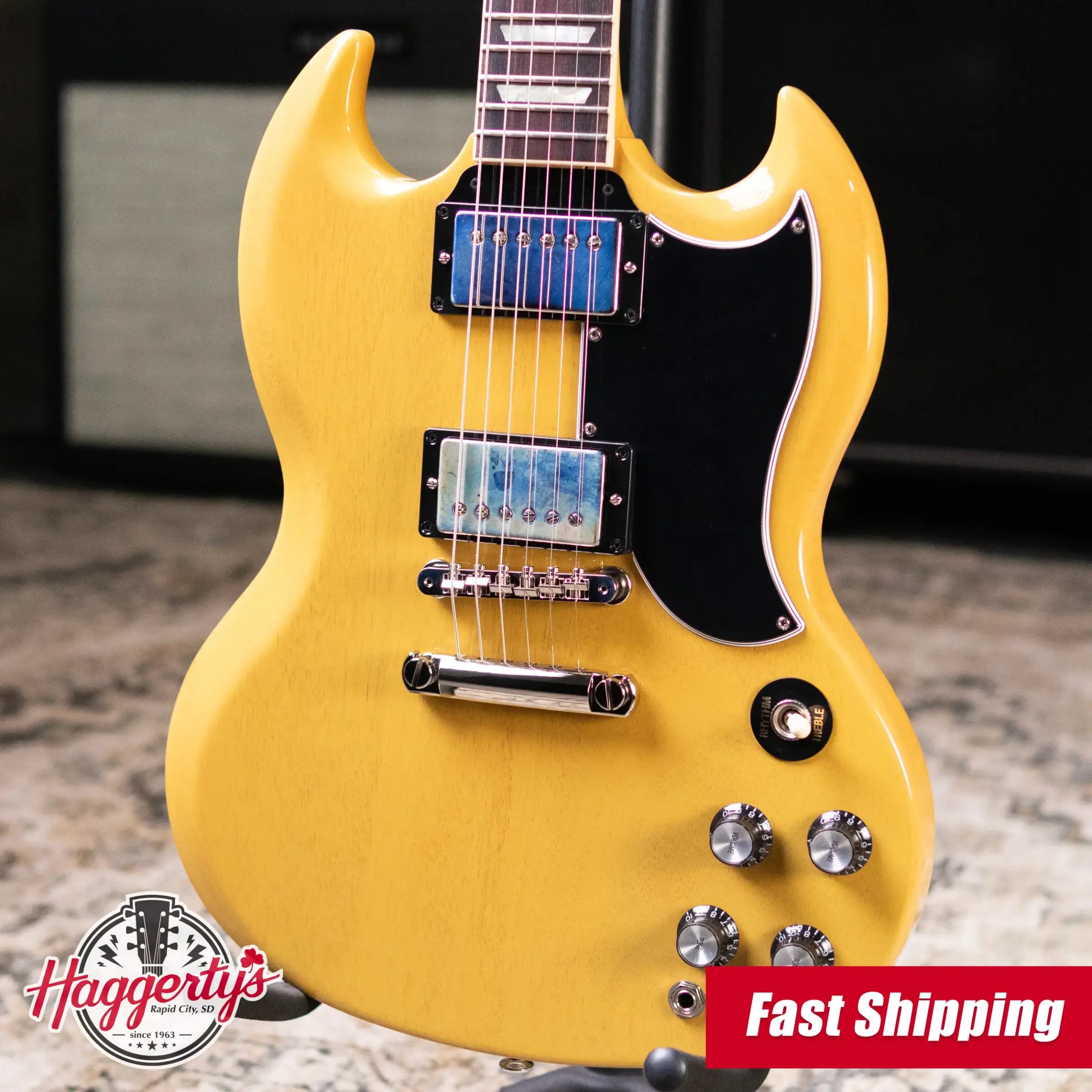 Gibson SG Standard '61 Stop Bar Electric Guitar - TV Yellow with Hardshell Case