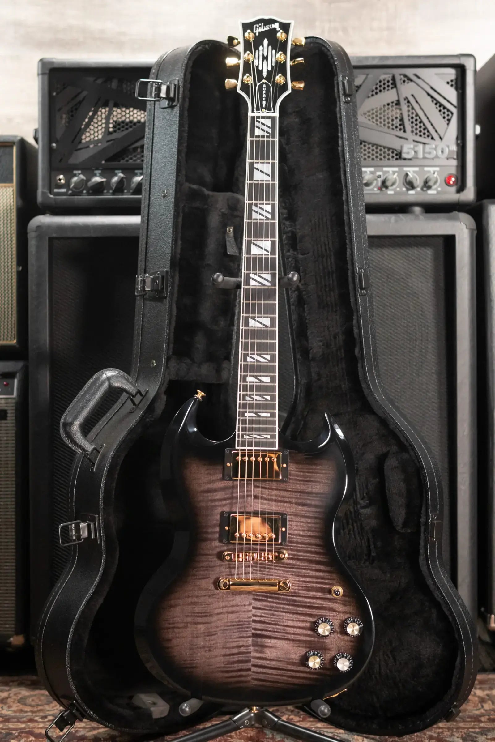 Gibson SG Supreme Electric Guitar - Translucent Ebony Burst with Hardshell Case