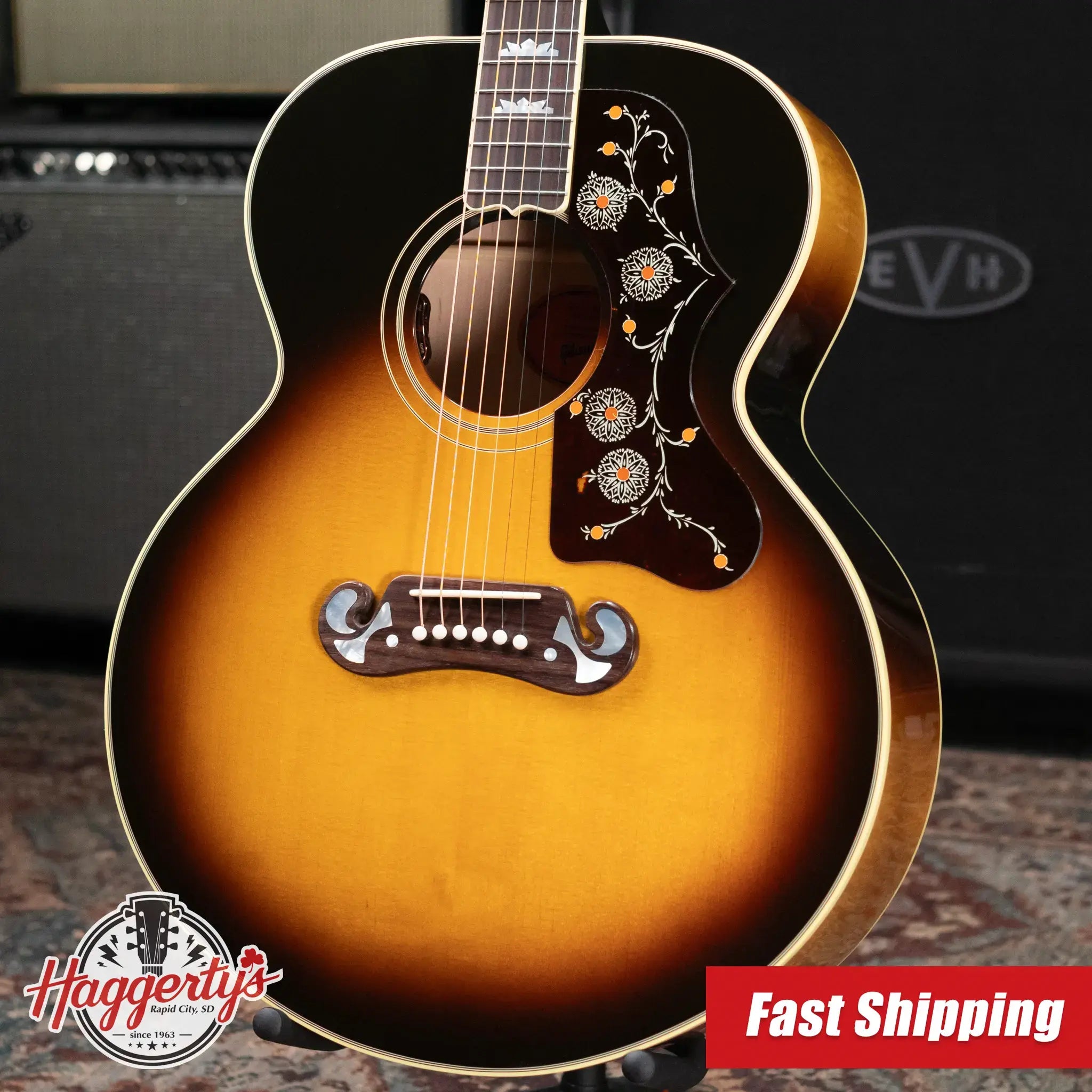 Gibson SJ-200 60s Original Acoustic/Electric Guitar - Vintage Sunburst with Hardshell Case