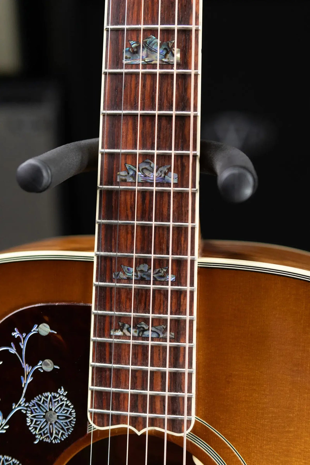 Gibson SJ-200 Elegant Koa Left-Handed Jumbo Acoustic/Electric Guitar - Honey Burst with Hardshell Case