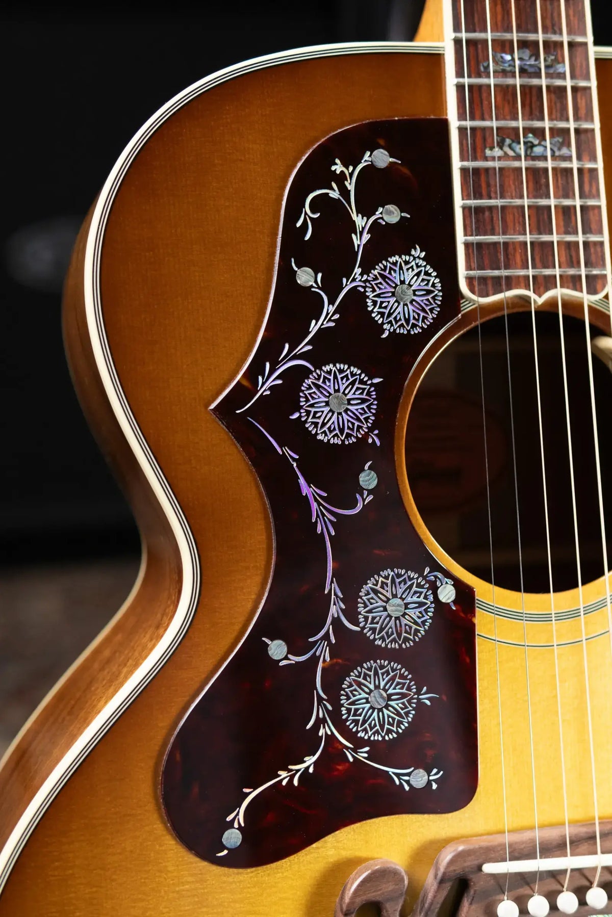 Gibson SJ-200 Elegant Koa Left-Handed Jumbo Acoustic/Electric Guitar - Honey Burst with Hardshell Case