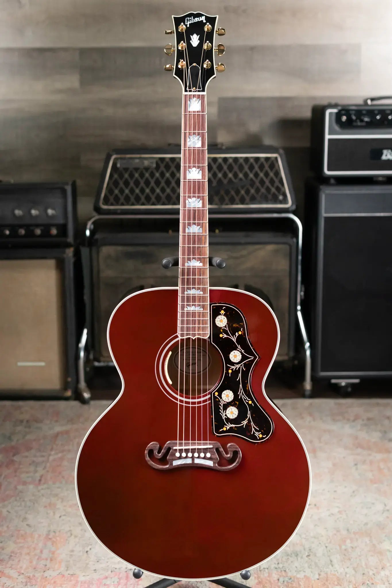 Gibson SJ-200 Standard Maple Acoustic/Electric Guitar - Wine Red with Hardshell Case