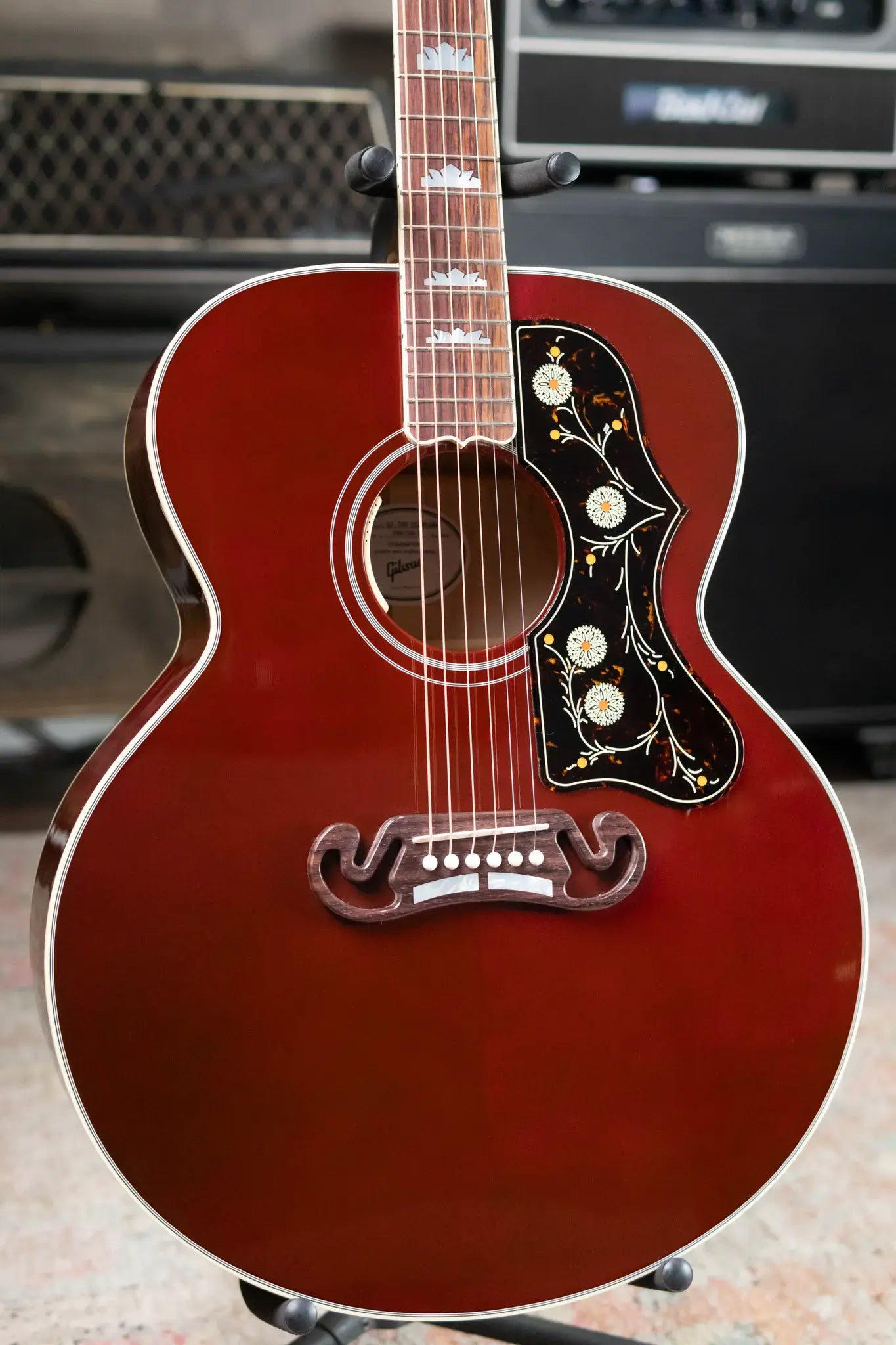 Gibson SJ-200 Standard Maple Acoustic/Electric Guitar - Wine Red with Hardshell Case