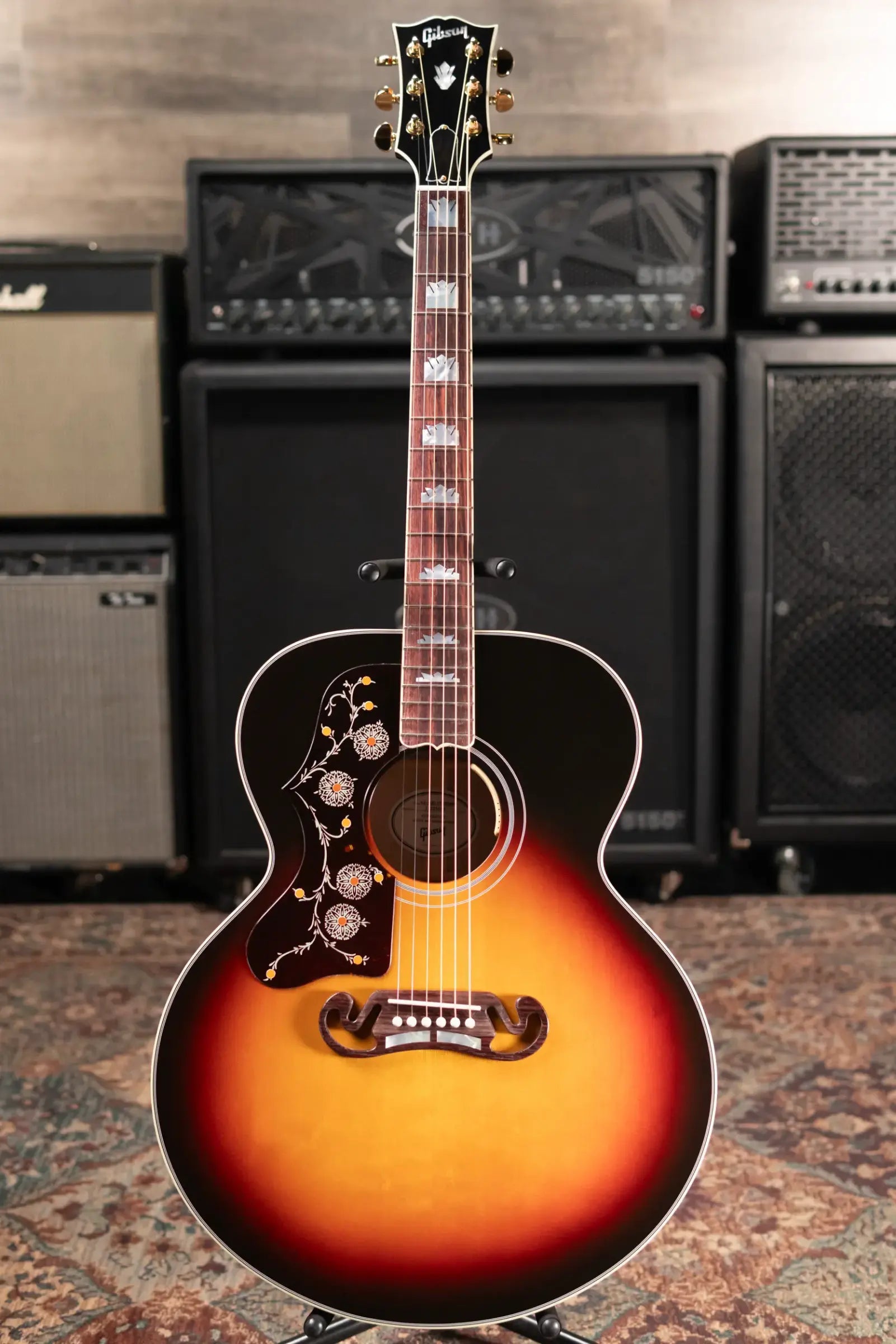 Gibson SJ-200 Standard Maple Left-Handed Acoustic/Electric Guitar - Triburst with Hardshell Case
