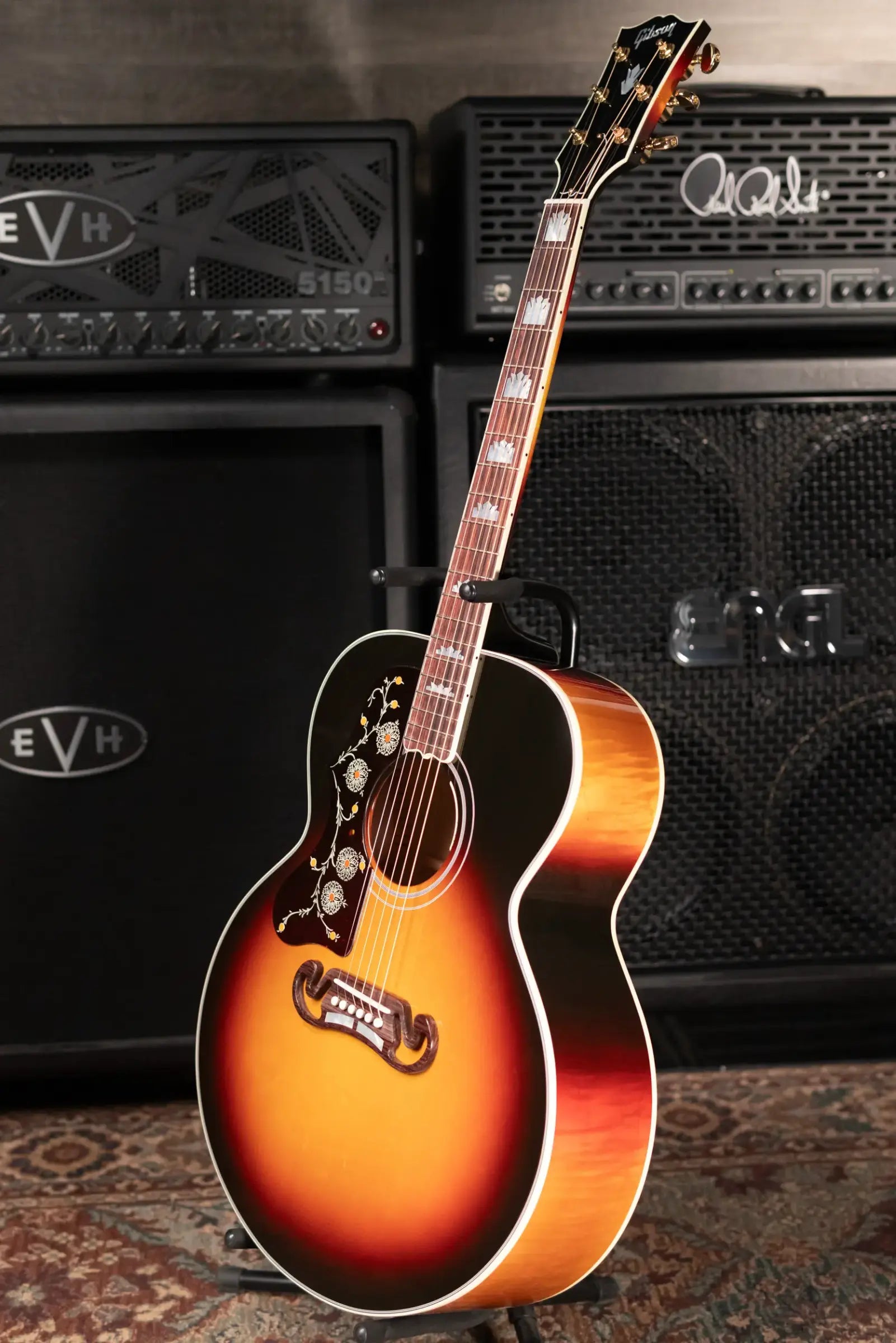 Gibson SJ-200 Standard Maple Left-Handed Acoustic/Electric Guitar - Triburst with Hardshell Case