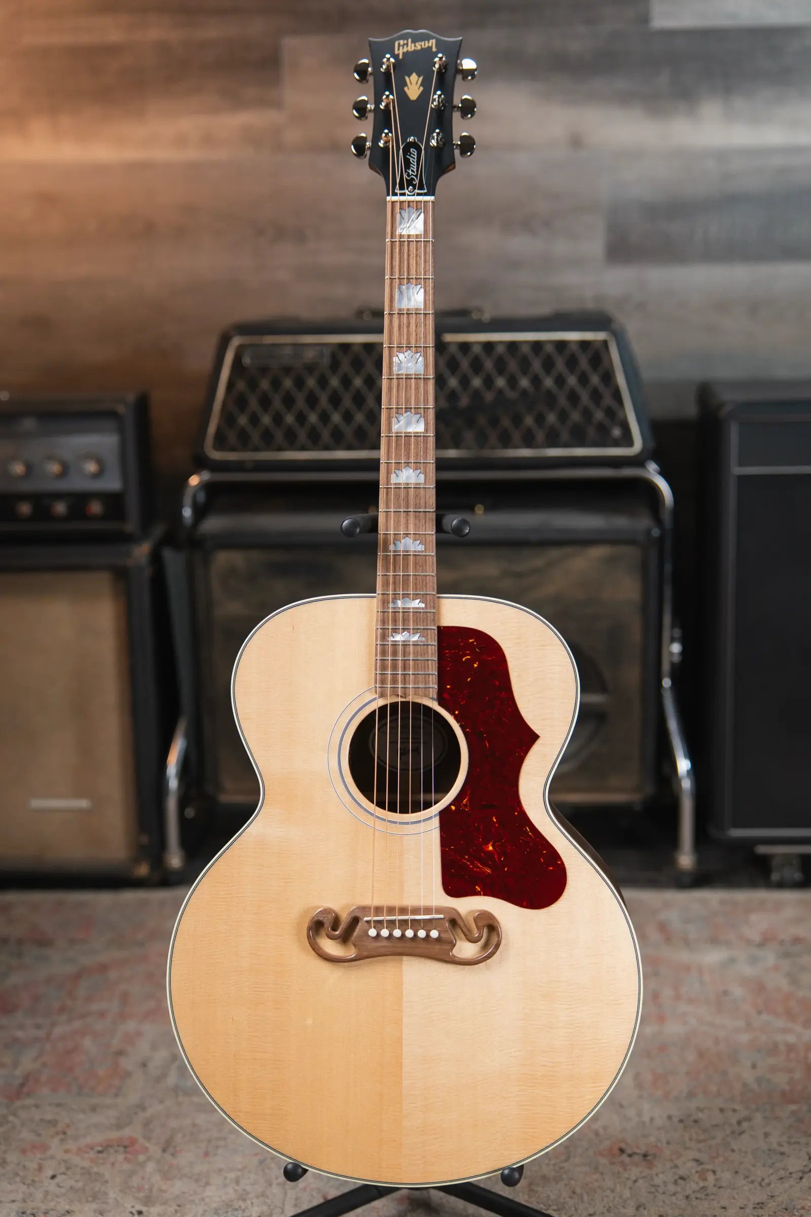 Gibson SJ-200 Studio Walnut Jumbo Acoustic/Electric Guitar - Natural with Hardshell Case