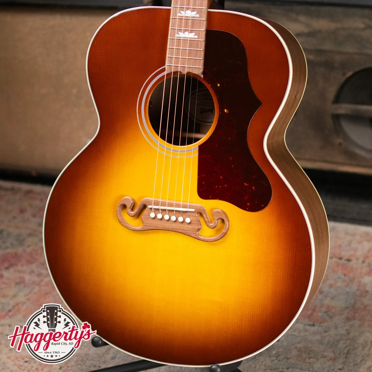 Gibson SJ-200 Studio Walnut Jumbo Acoustic/Electric Guitar - Satin Walnut Burst with Hardshell Case - Demo