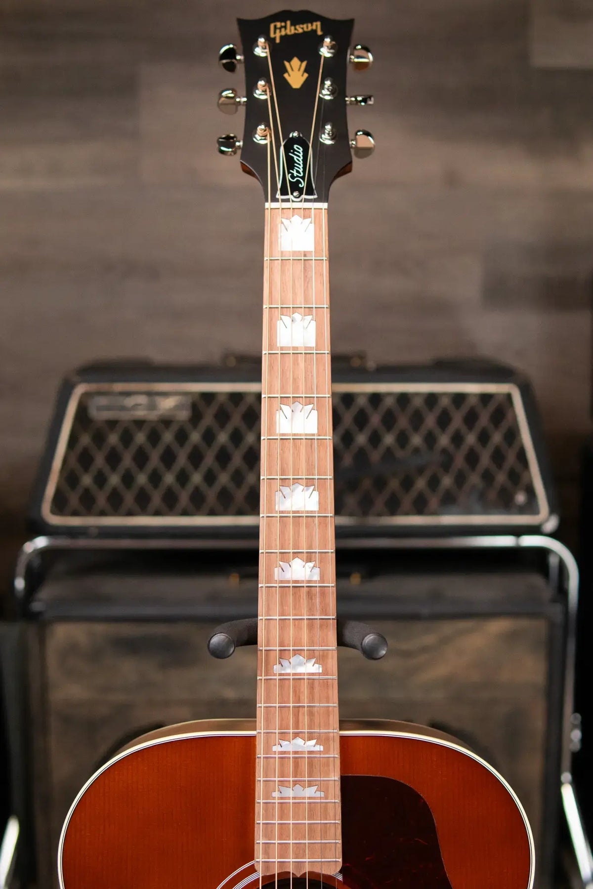 Gibson SJ-200 Studio Walnut Jumbo Acoustic/Electric Guitar - Satin Walnut Burst with Hardshell Case - Demo