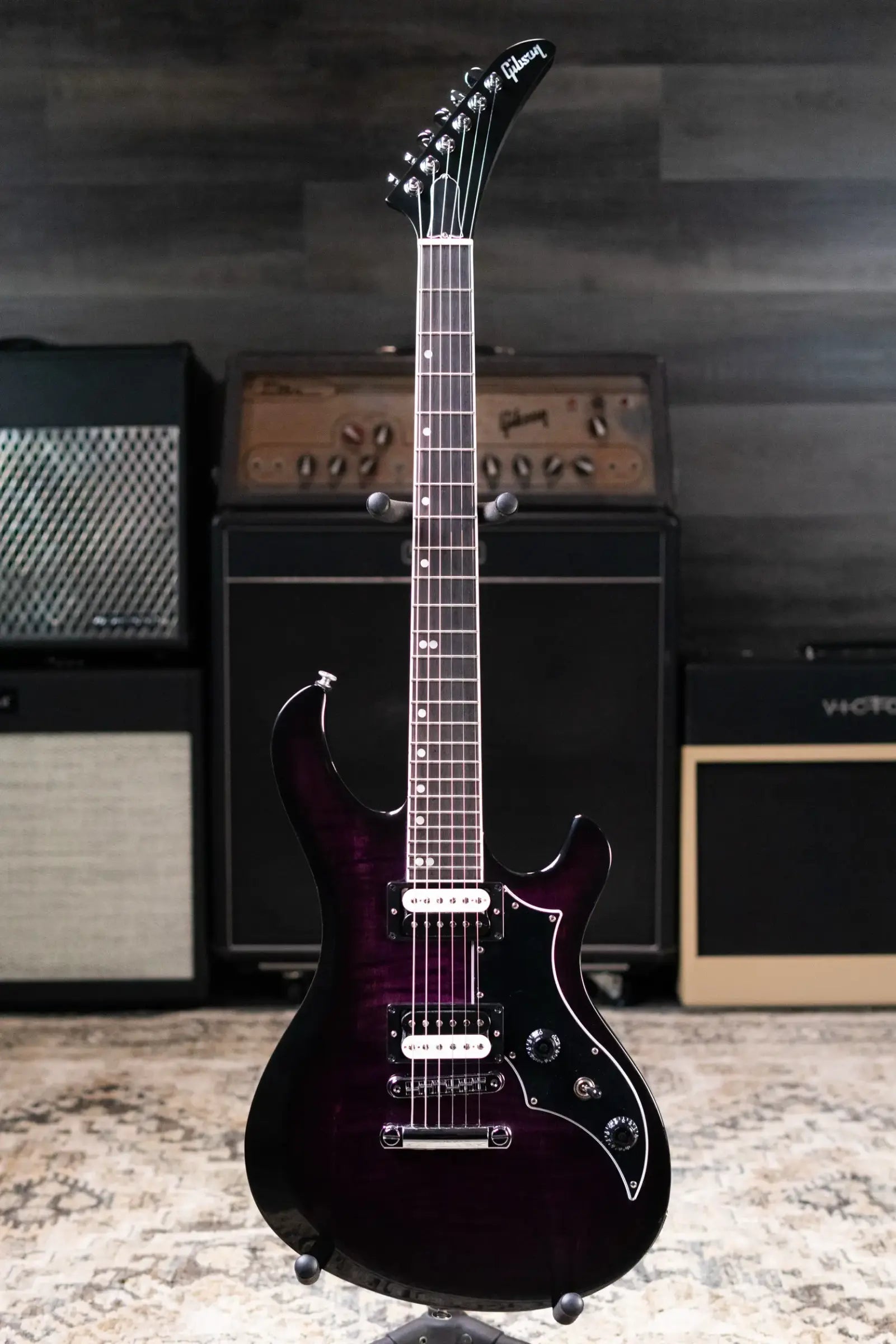 Gibson Victory Figured Top Electric Guitar - Dark Purple Burst with Hardshell Case