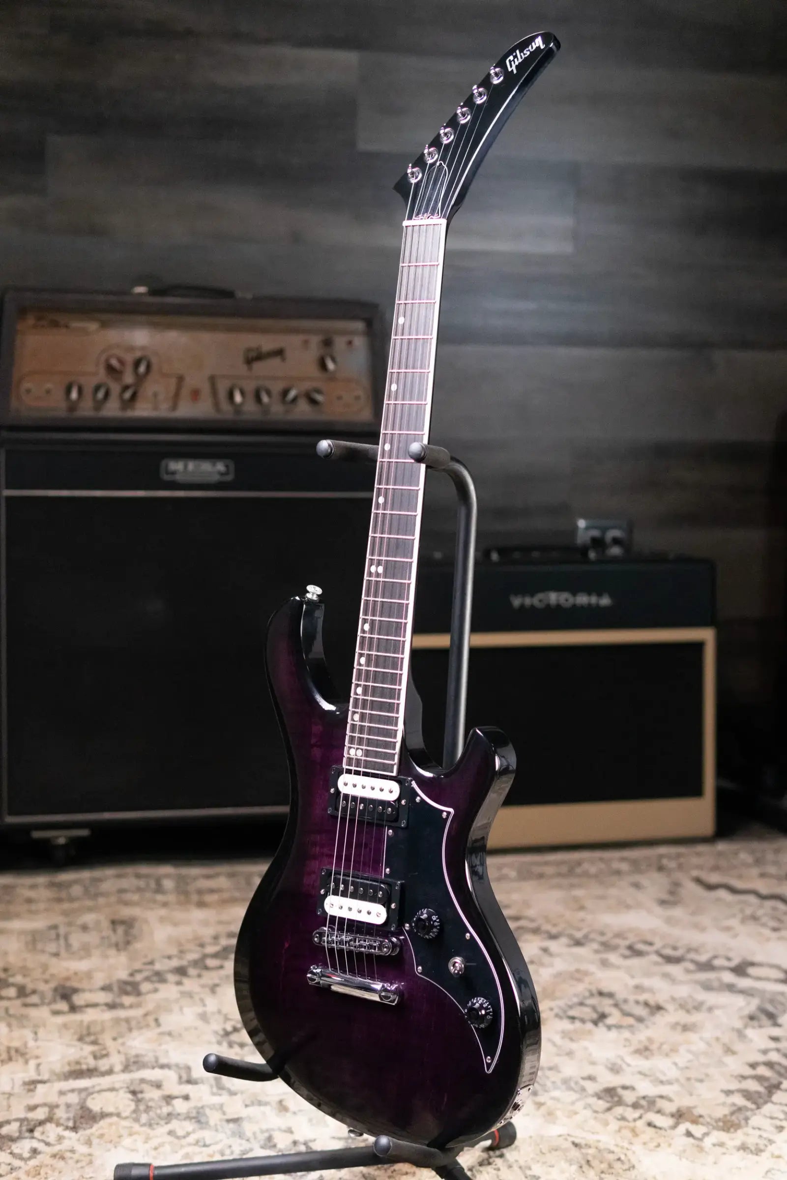 Gibson Victory Figured Top Electric Guitar - Dark Purple Burst with Hardshell Case