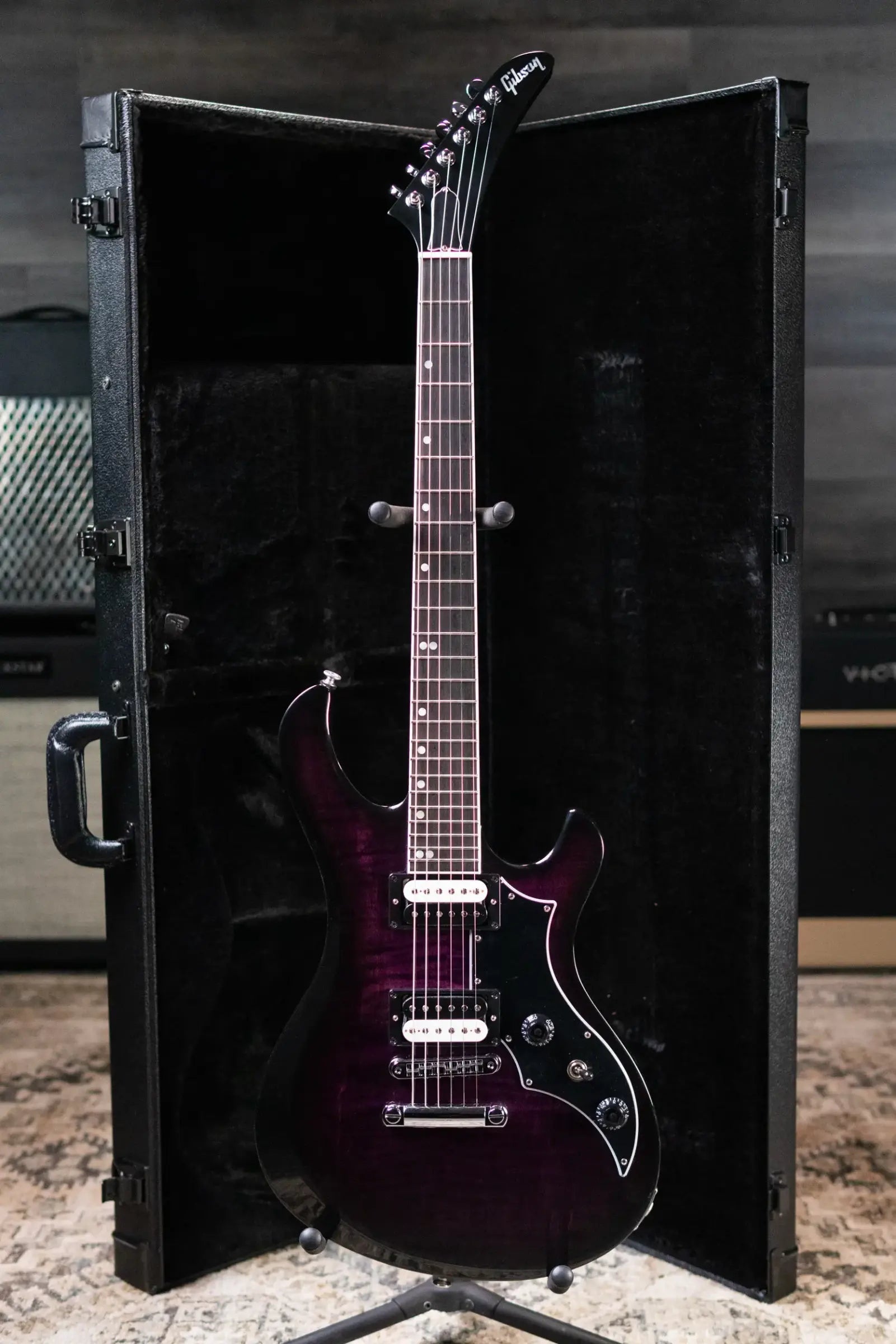 Gibson Victory Figured Top Electric Guitar - Dark Purple Burst with Hardshell Case