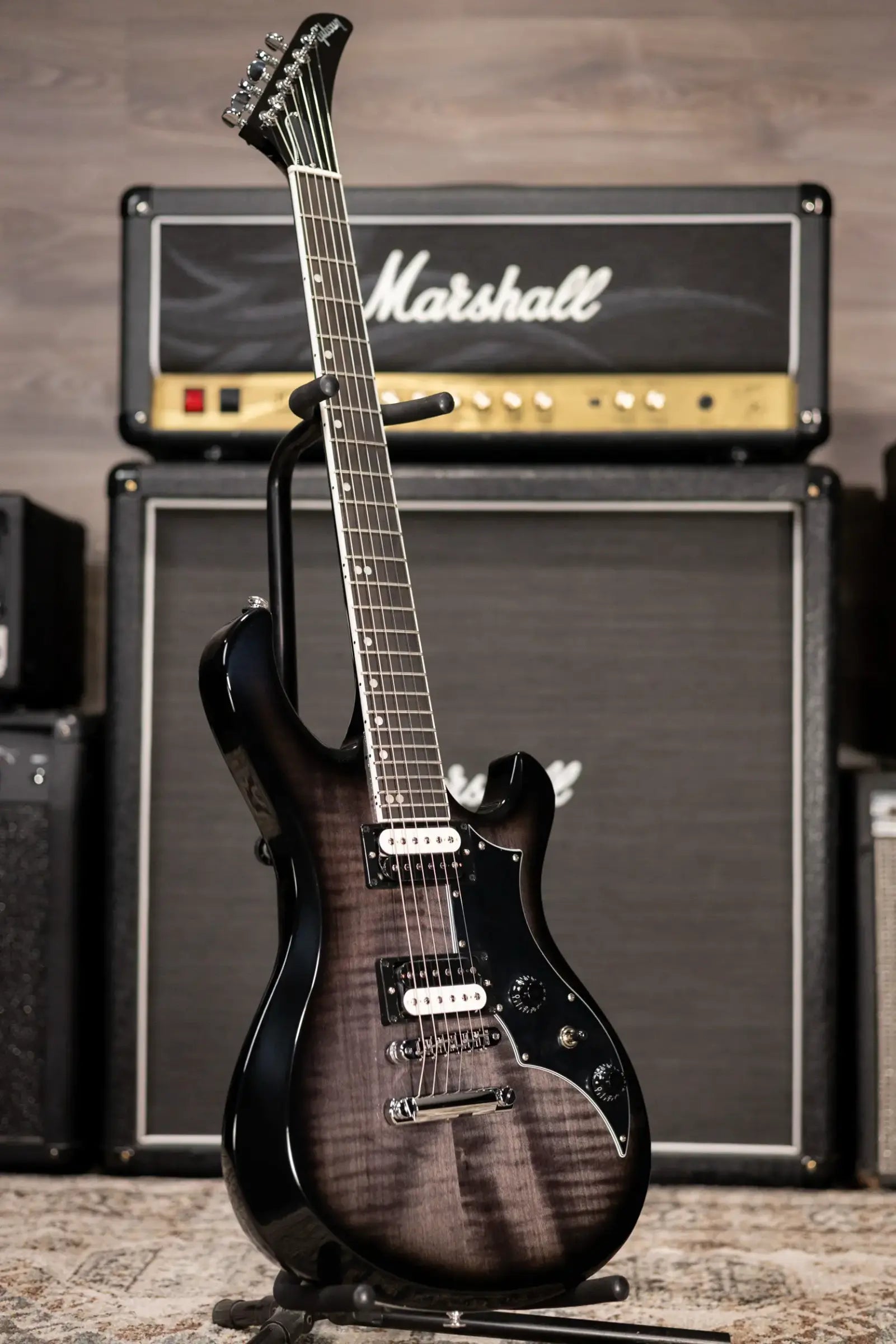Gibson Victory Figured Top Electric Guitar - Translucent Ebony Burst with Hardshell Case
