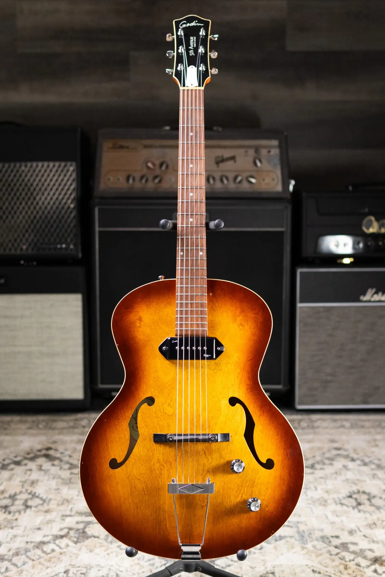 Godin 5th Avenue Kingpin Hollowbody Guitar - Cognac Burst with Gig Bag - Used