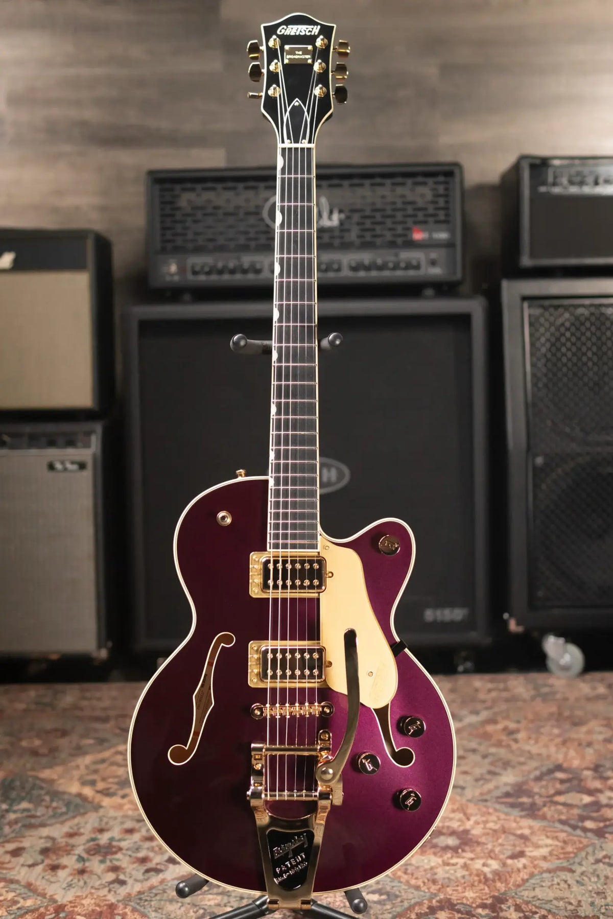 Gretsch Broadkaster Jr. LX Center Block with String-Thru Bigsby Electric Guitar - Blackberry with Hardshell Case - Demo