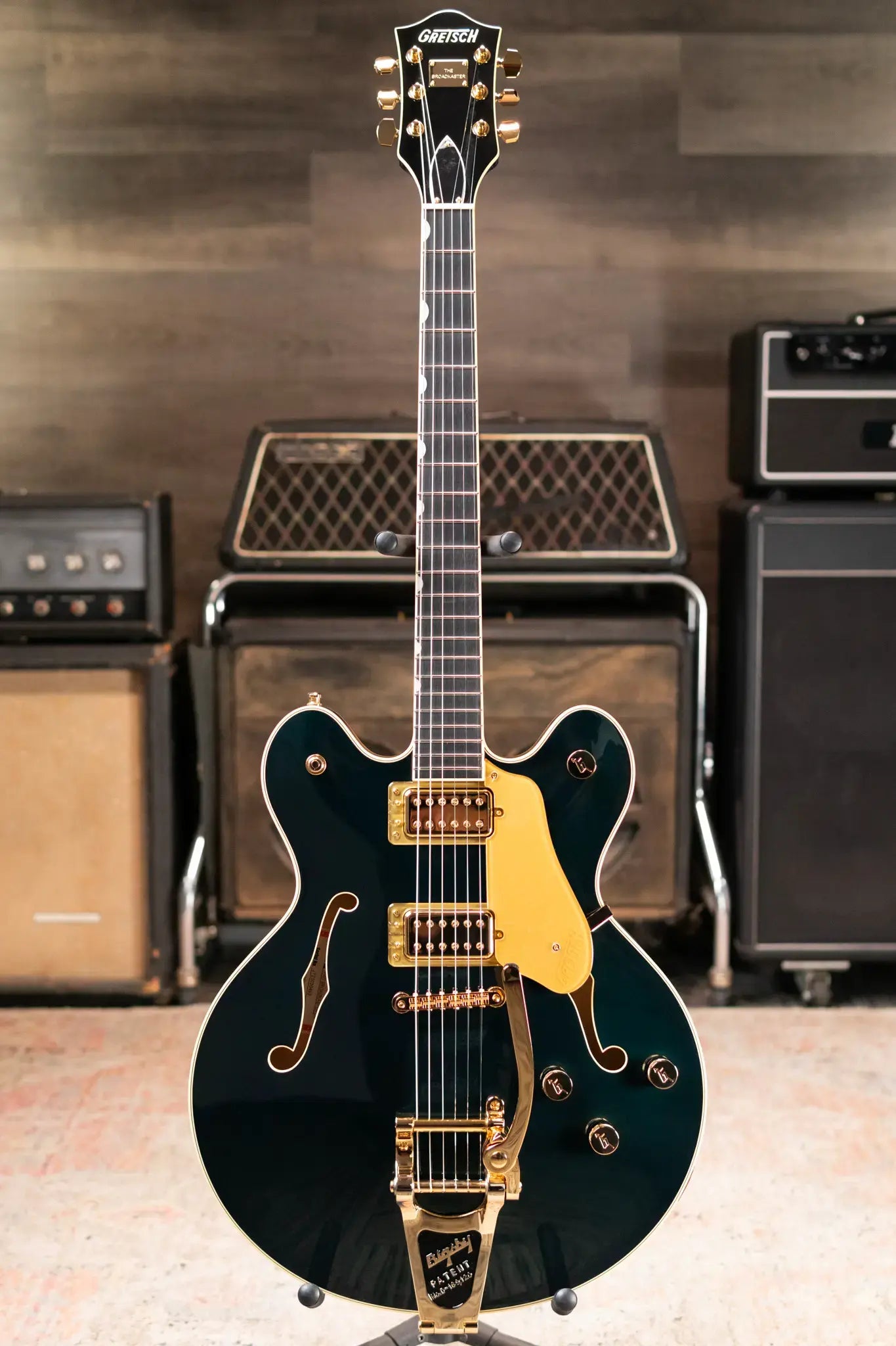 Gretsch Broadkaster LX Center Block with String-Thru Bigsby and Gold Hardware - Cadillac Green with Hardshell Case