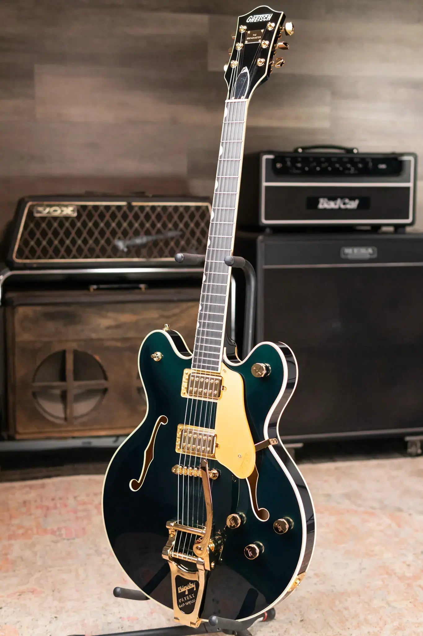 Gretsch Broadkaster LX Center Block with String-Thru Bigsby and Gold Hardware - Cadillac Green with Hardshell Case