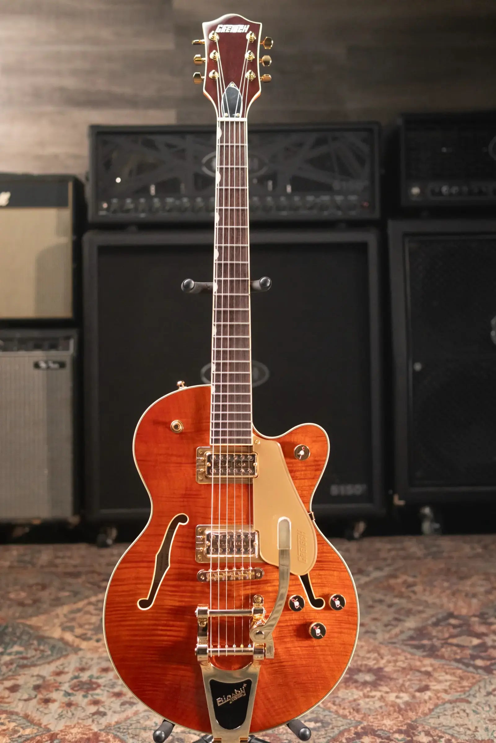 Gretsch Electromatic LTD Flame Okoume Broadkaster Jr. Single-Cut with Bigsby Electric Guitar - Roundup Orange