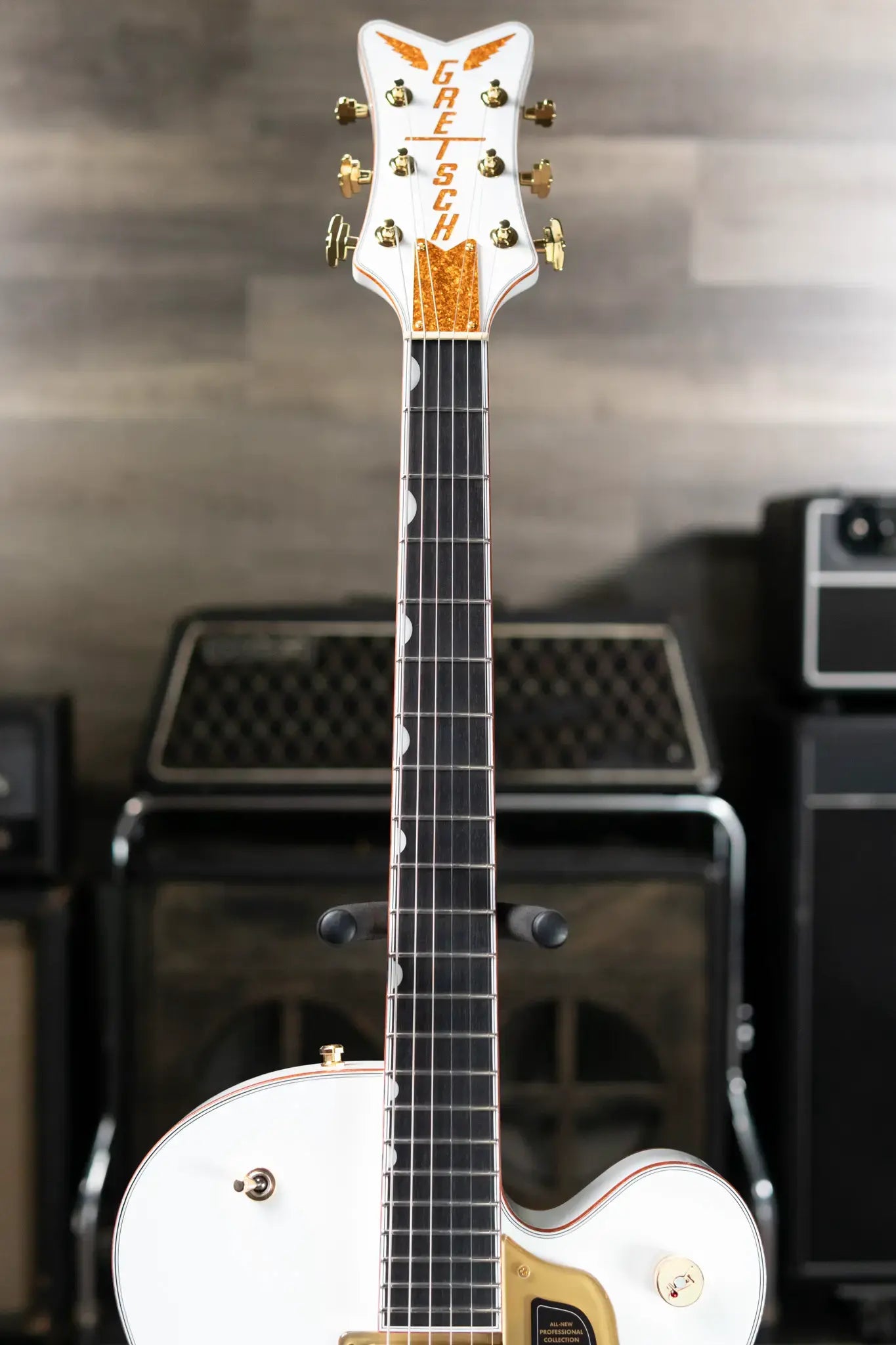 Gretsch Falcon Hollow Body with String-Thru Bigsby and Gold Hardware, Ebony Fingerboard - White with Hardshell Case