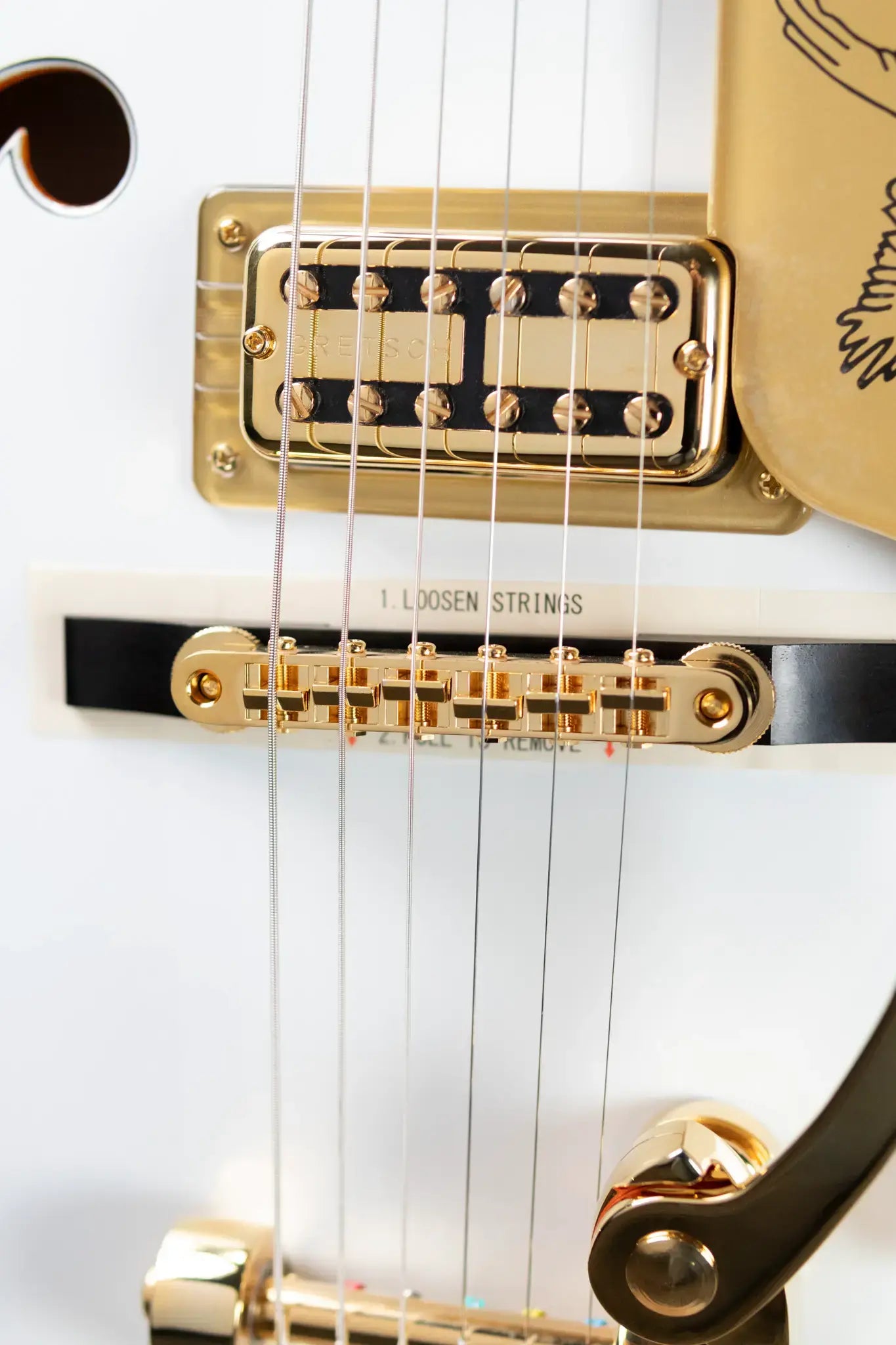 Gretsch Falcon Hollow Body with String-Thru Bigsby and Gold Hardware, Ebony Fingerboard - White with Hardshell Case