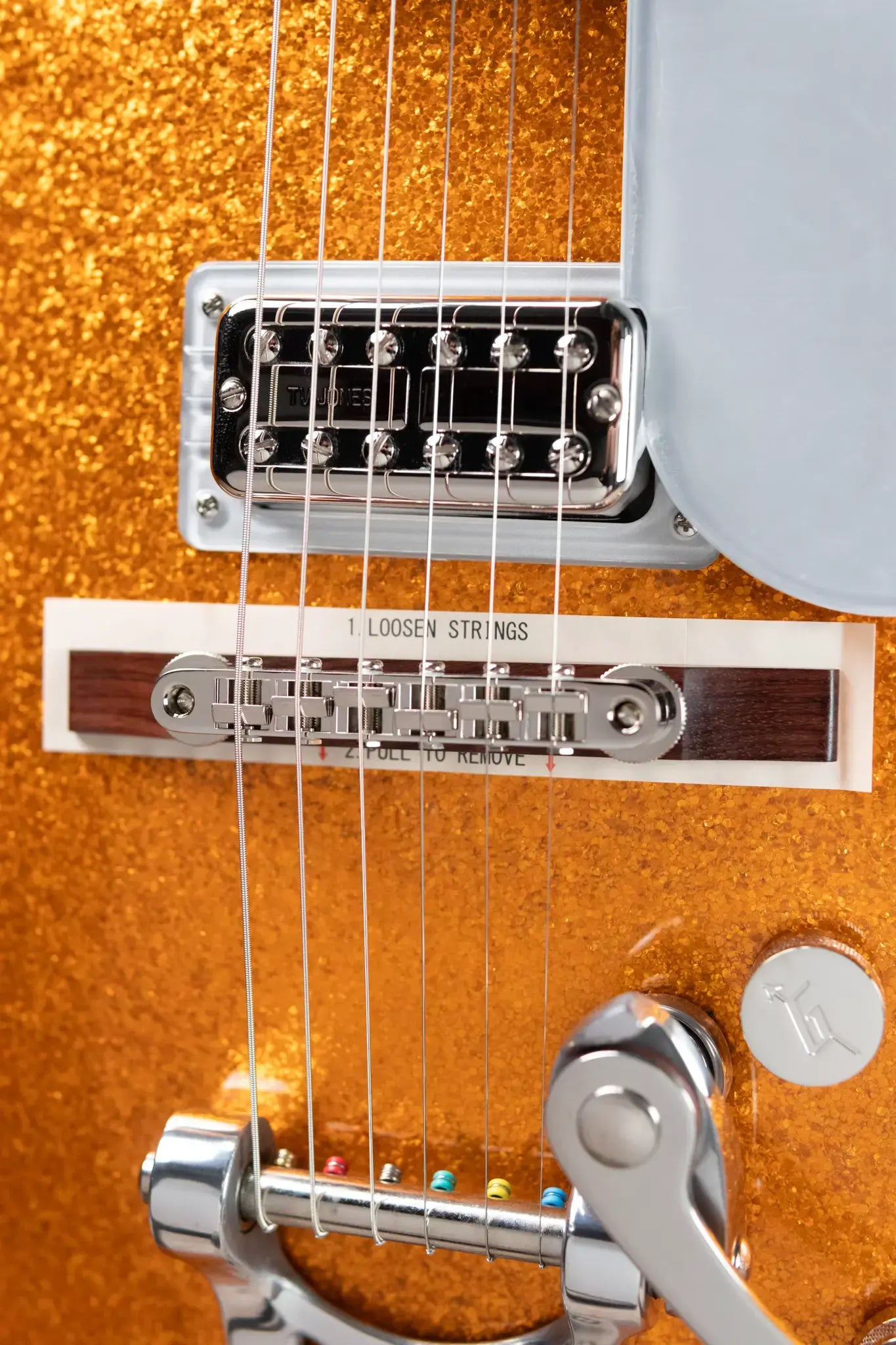 Gretsch G6129T-89 Vintage Select '89 Sparkle Jet with Bigsby Electric Guitar - Gold Sparkle with Hardshell Case