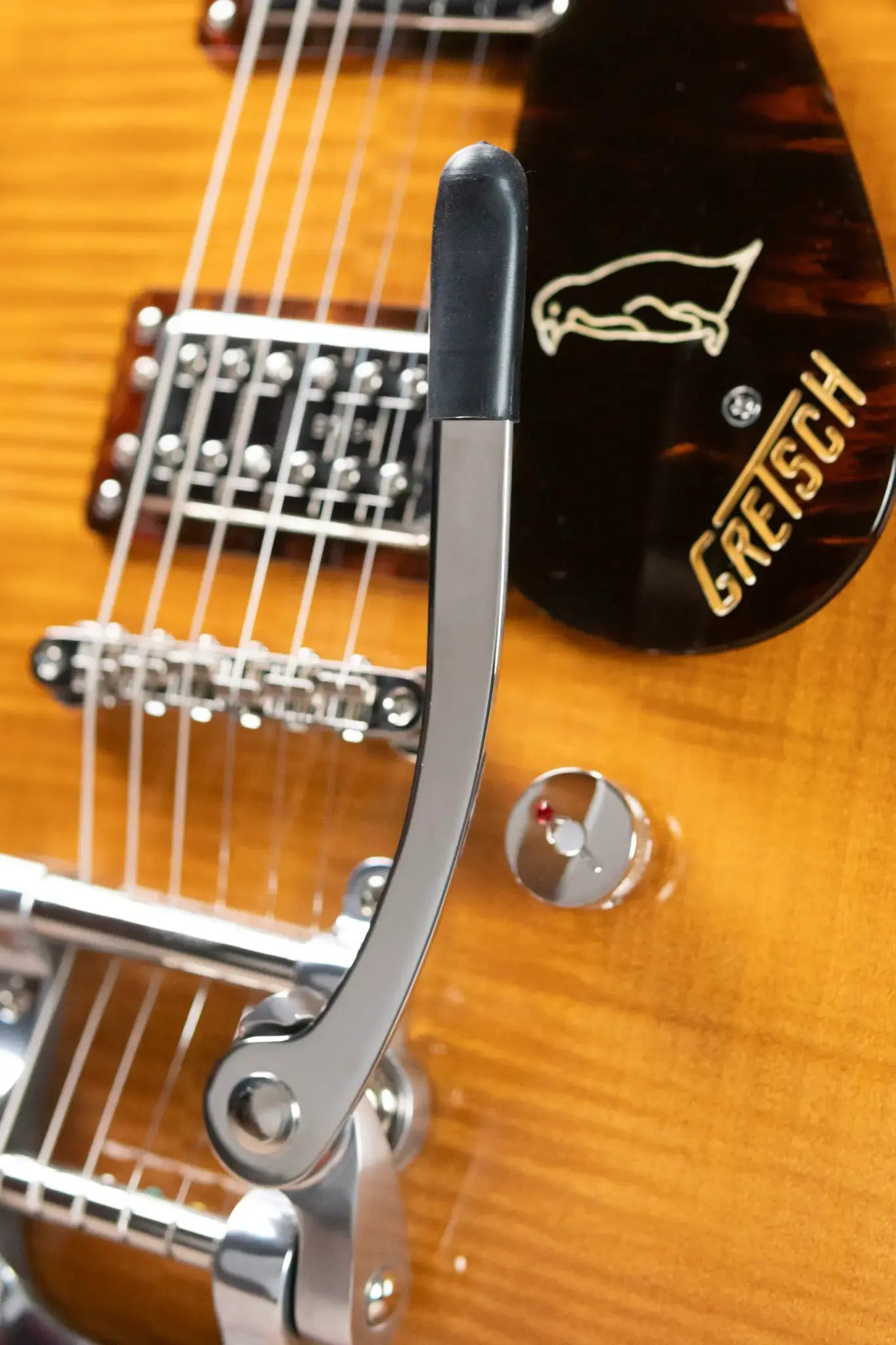 Gretsch G6134TFM-NH Nigel Hendroff Signature Penguin Electric Guitar - Amber Flame with Hardshell Case