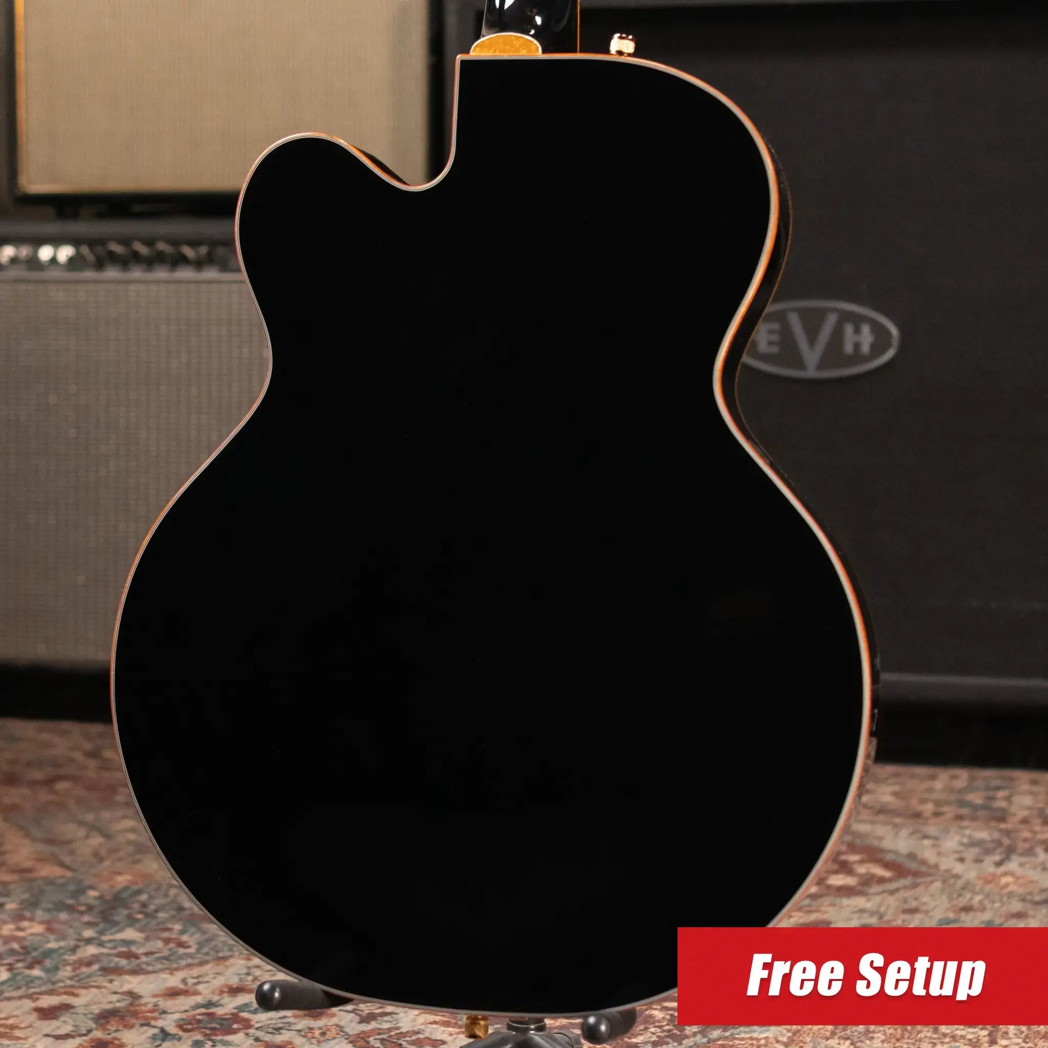 Gretsch Synchromatic Falcon Hollow Body Single-Cut with Bigsby Electric Guitar - Black with Hardshell Case